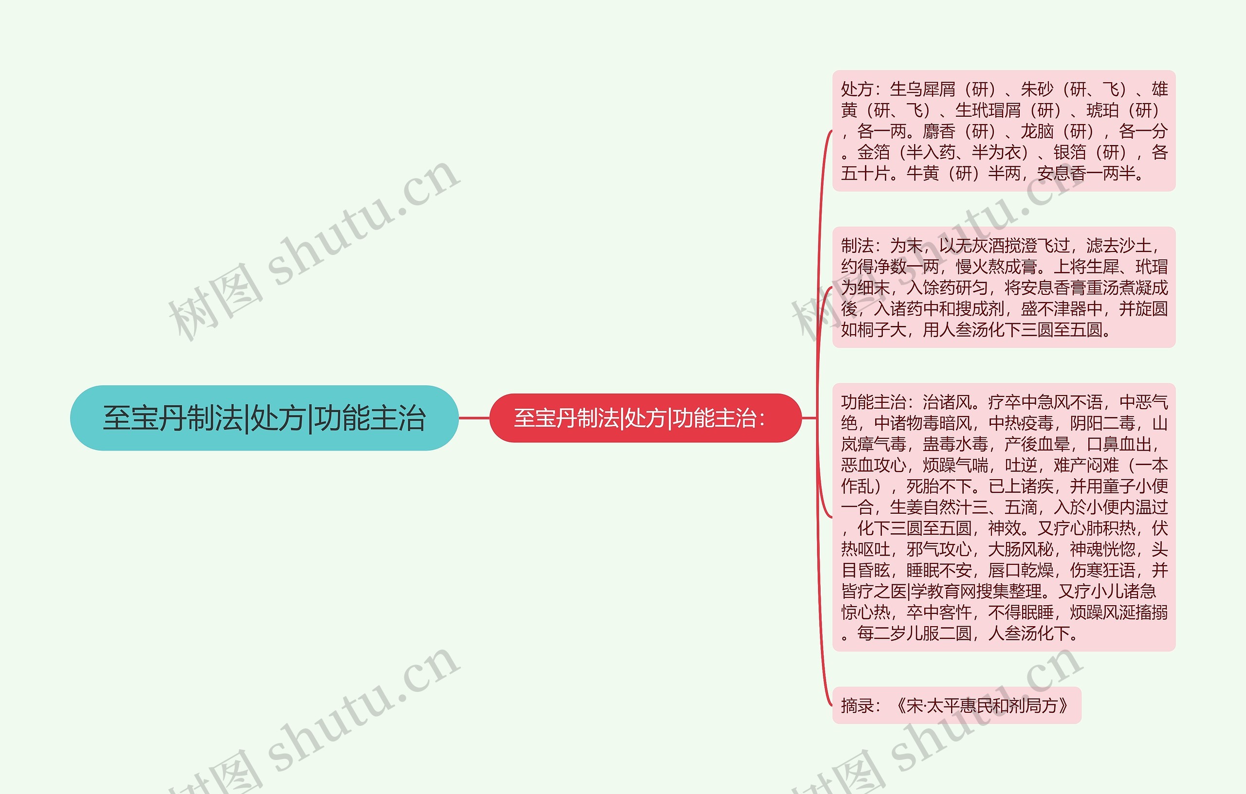 至宝丹制法|处方|功能主治思维导图
