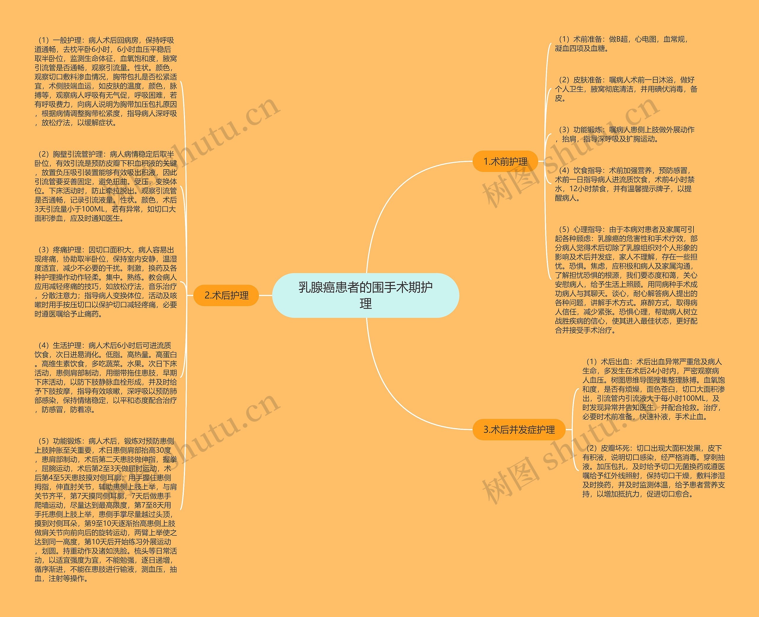 乳腺癌患者的围手术期护理思维导图