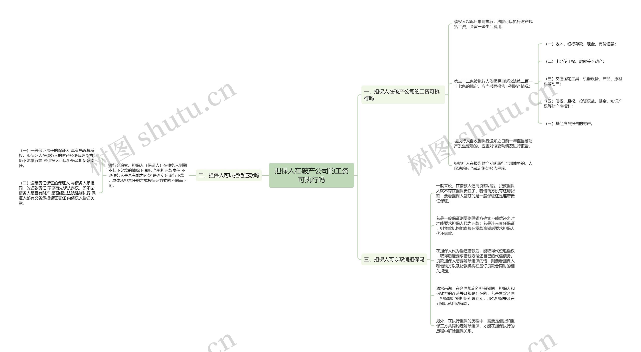 担保人在破产公司的工资可执行吗思维导图