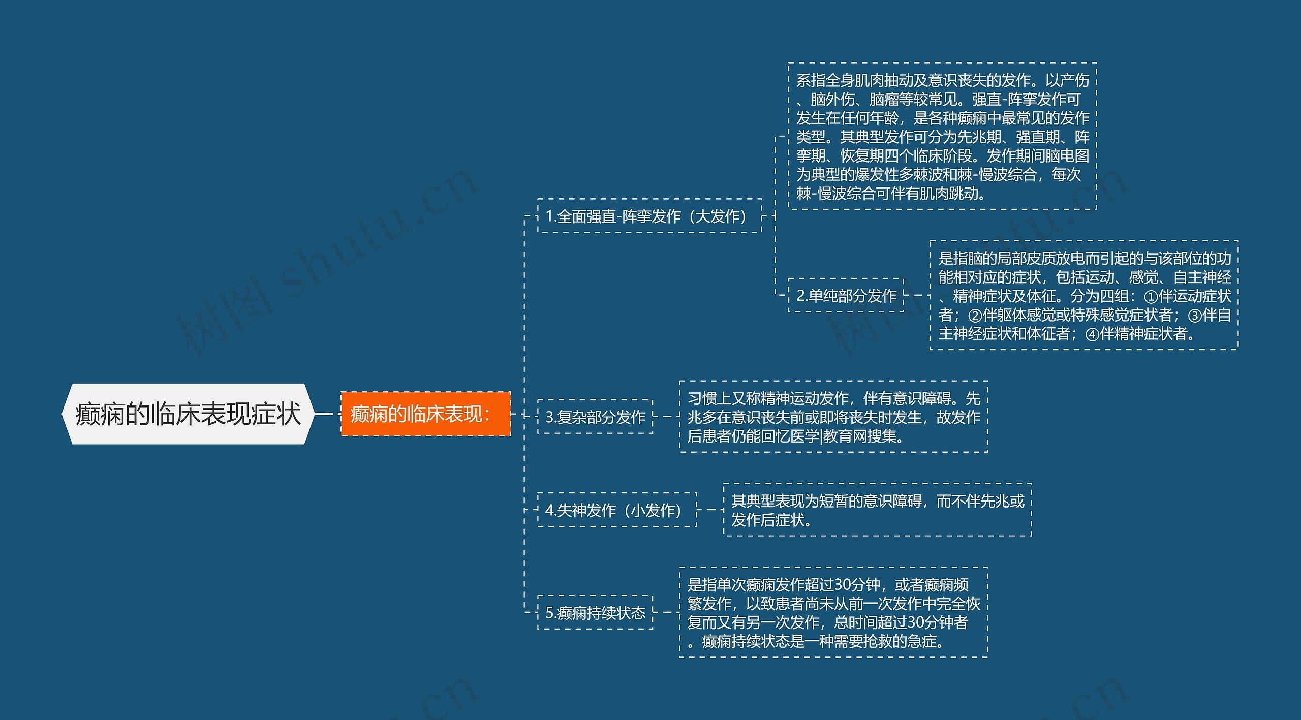 癫痫的临床表现症状思维导图