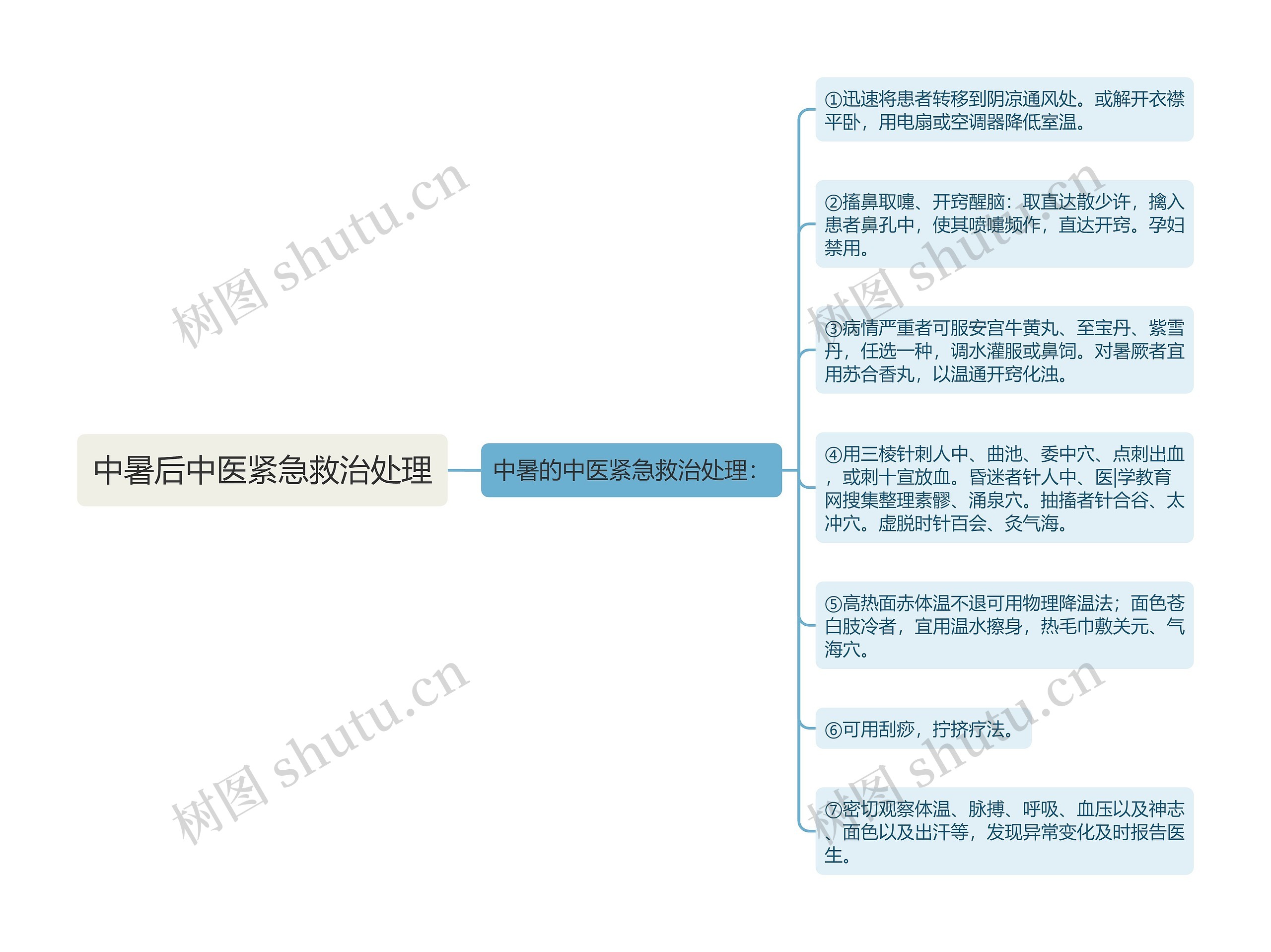 中暑后中医紧急救治处理思维导图