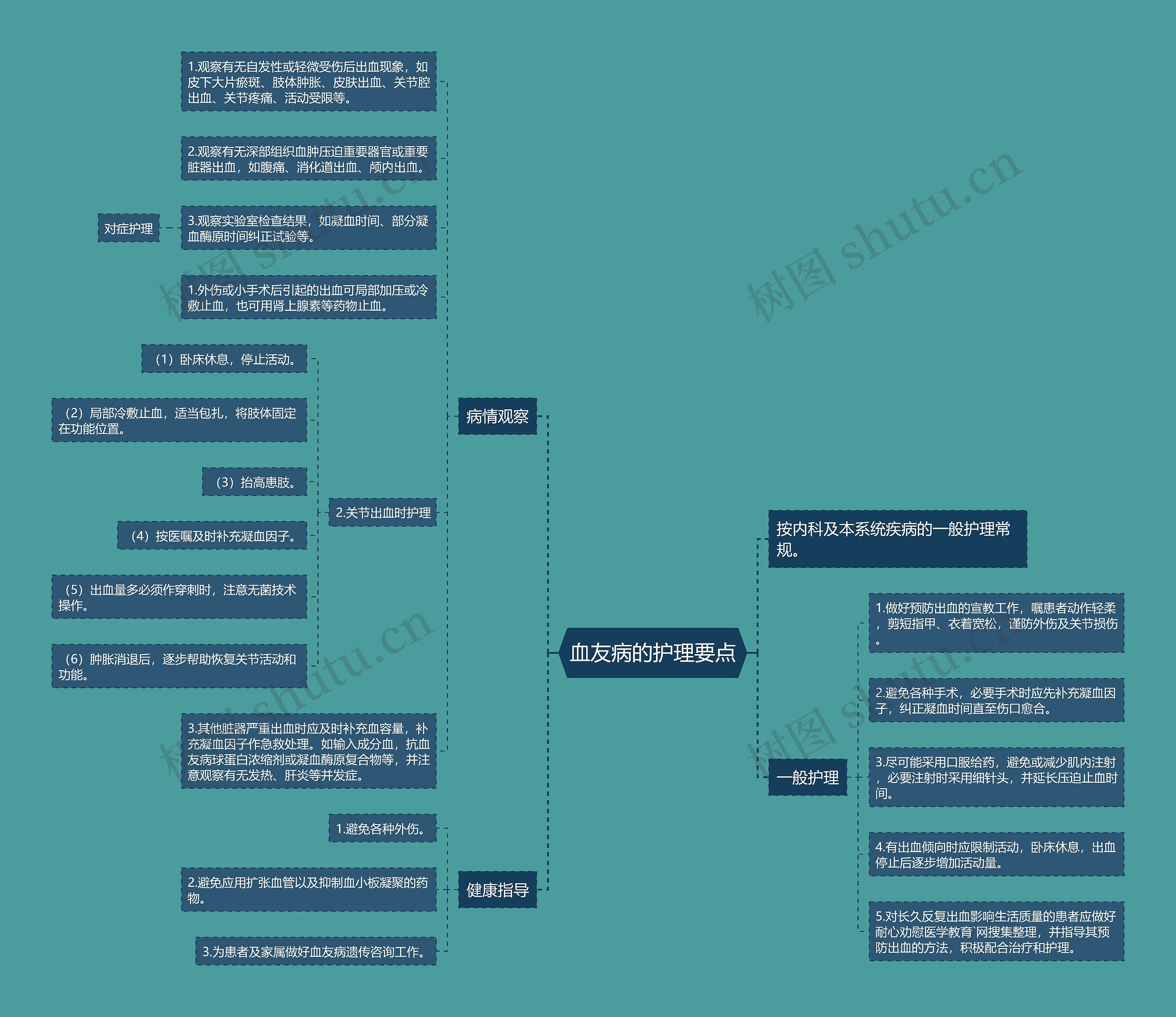 血友病的护理要点思维导图