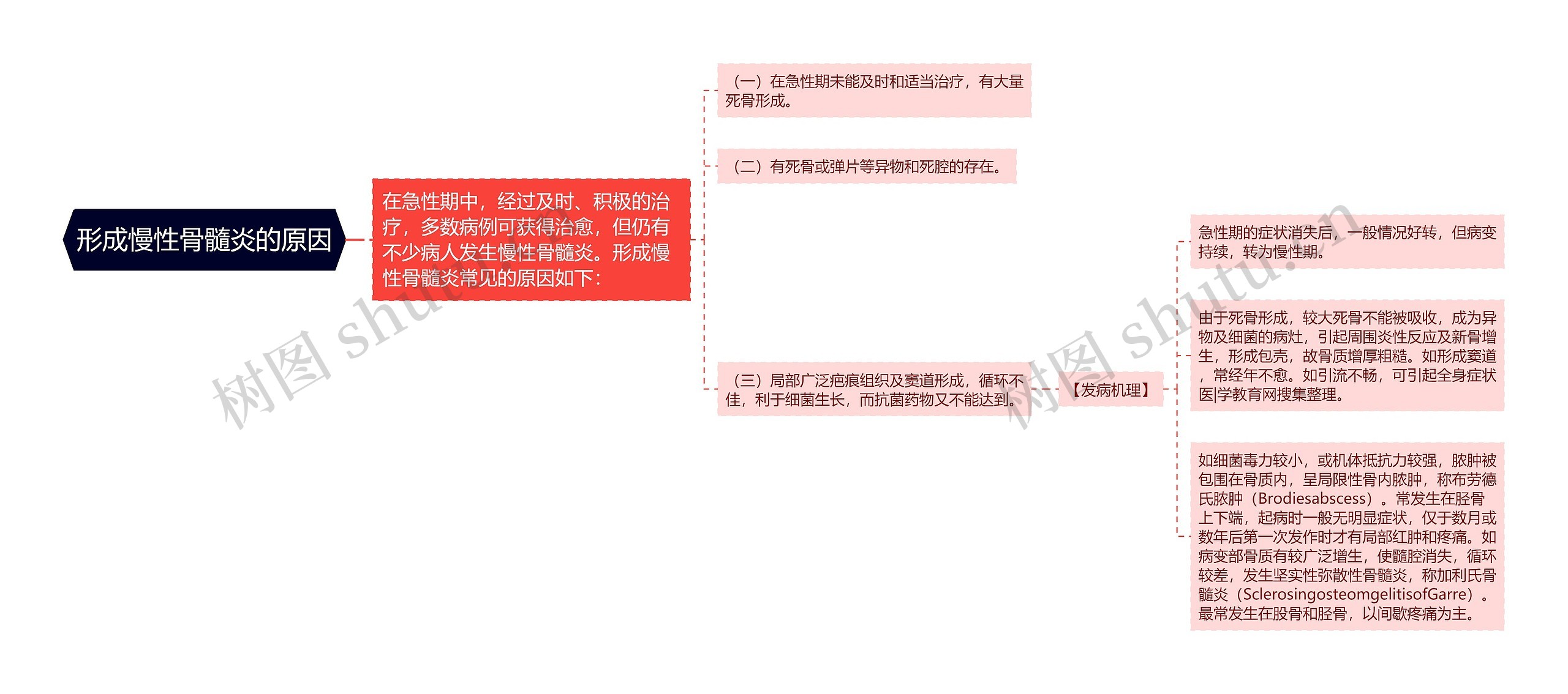 形成慢性骨髓炎的原因思维导图