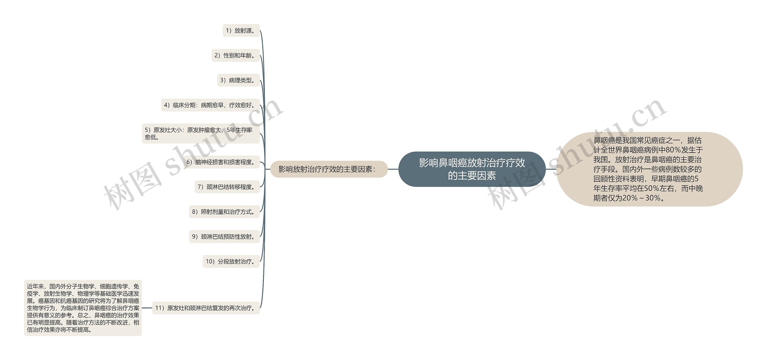 影响鼻咽癌放射治疗疗效的主要因素思维导图