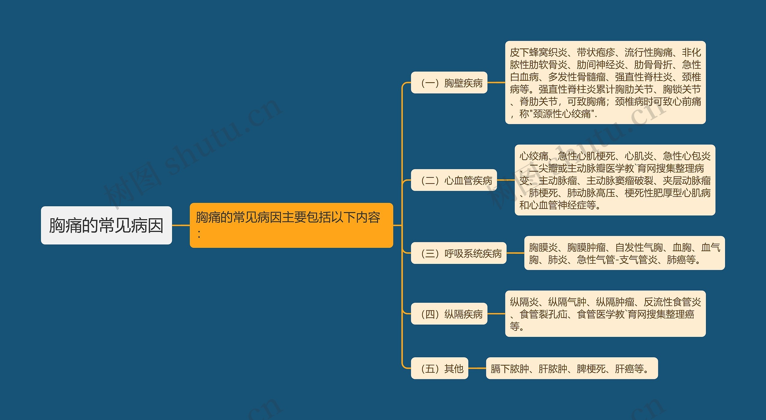 胸痛的常见病因思维导图