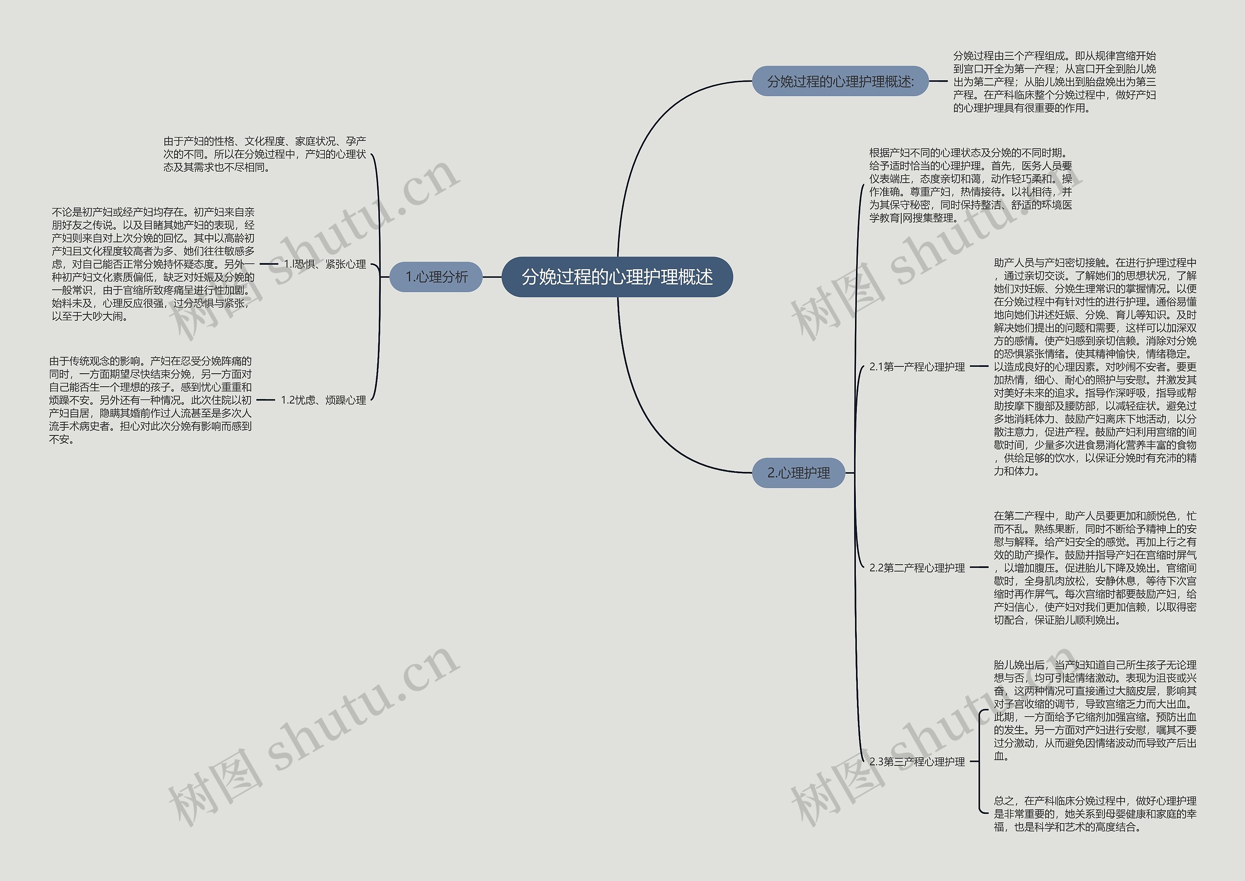 分娩过程的心理护理概述思维导图