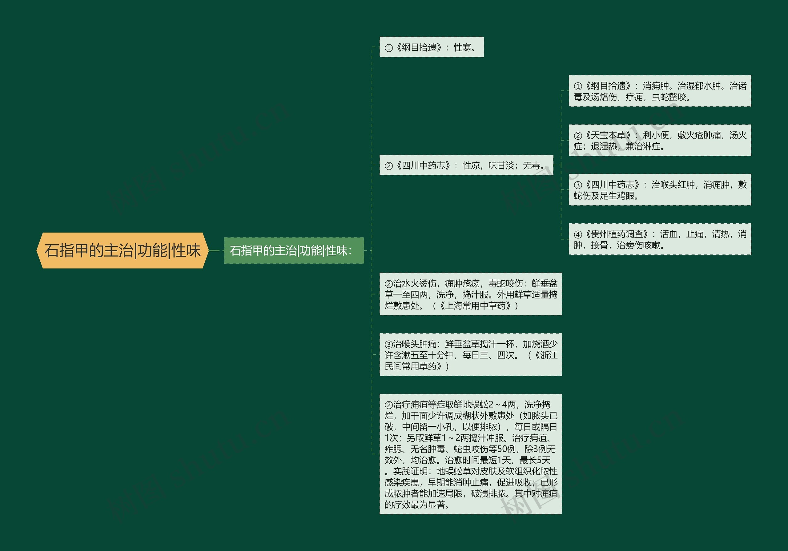 石指甲的主治|功能|性味思维导图