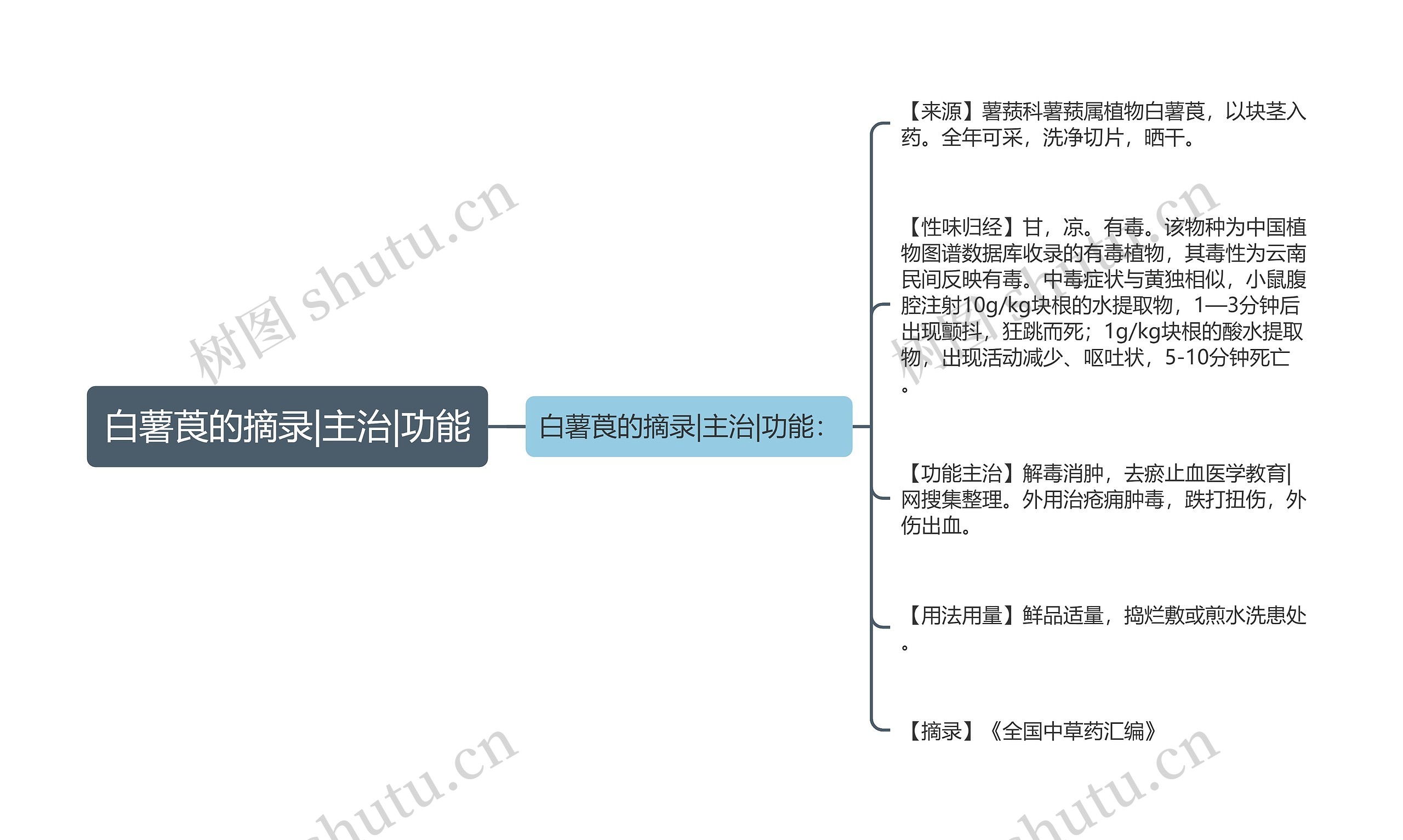 白薯莨的摘录|主治|功能思维导图