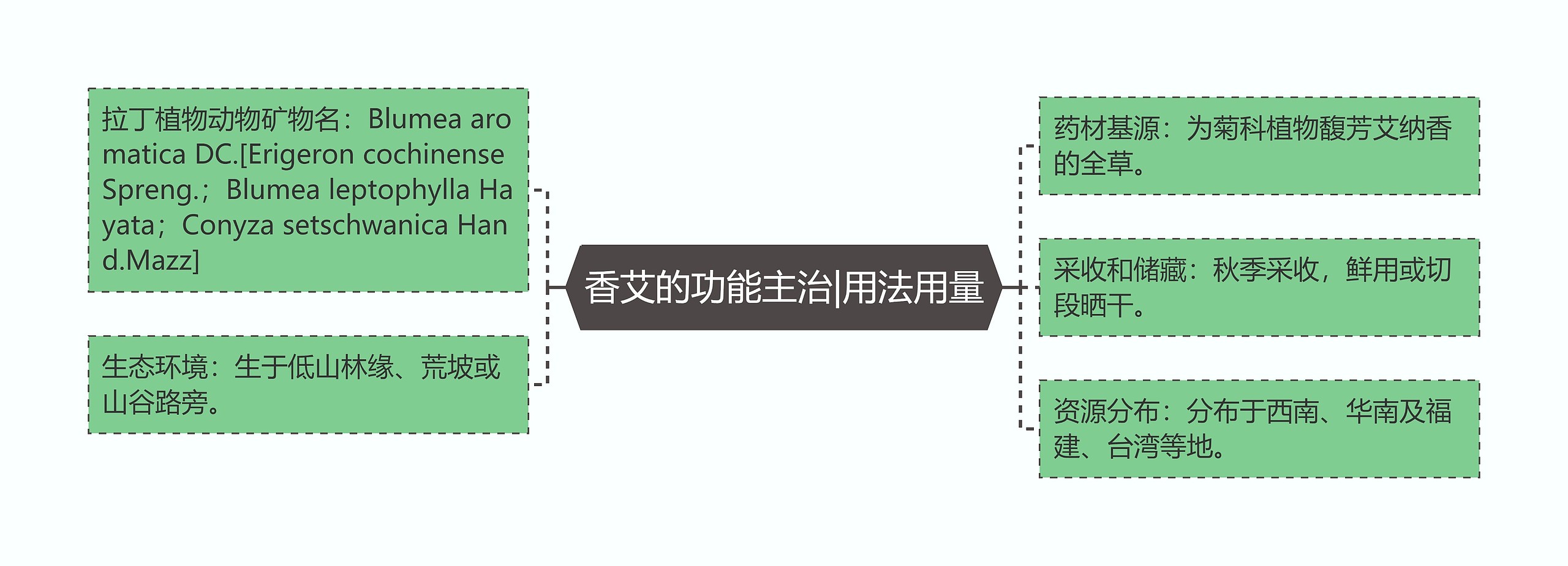 香艾的功能主治|用法用量思维导图