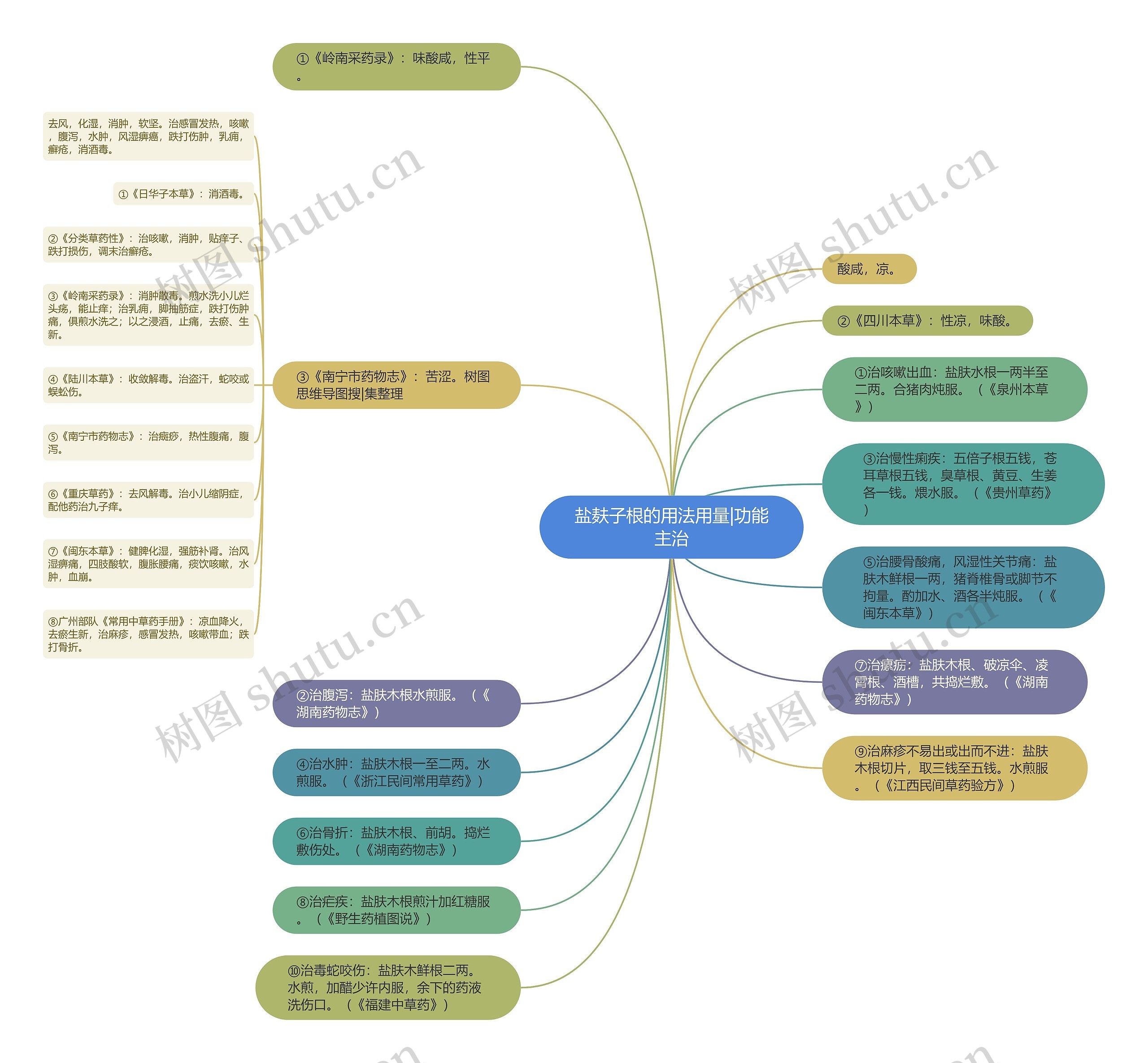 盐麸子根的用法用量|功能主治思维导图