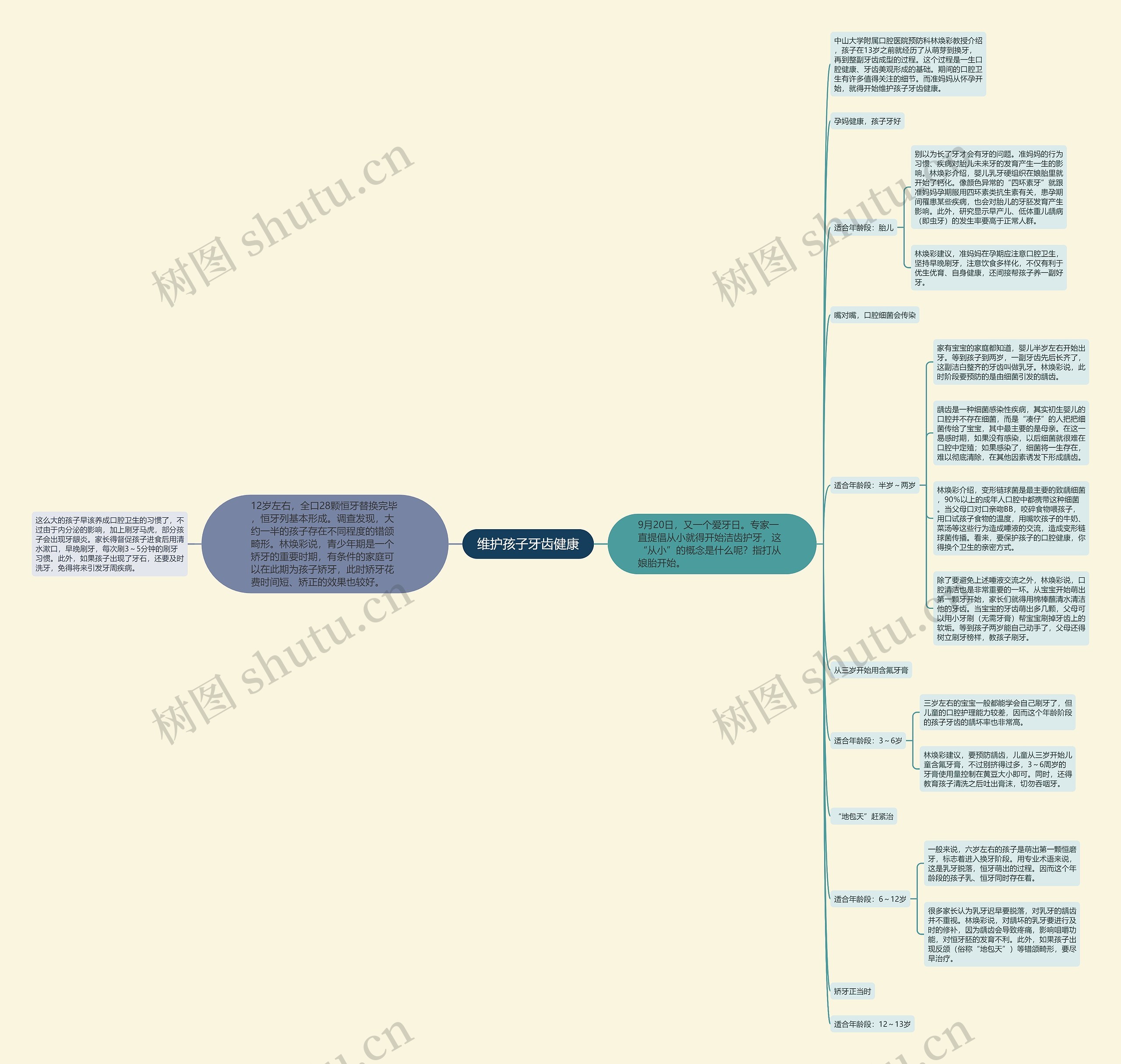 维护孩子牙齿健康思维导图
