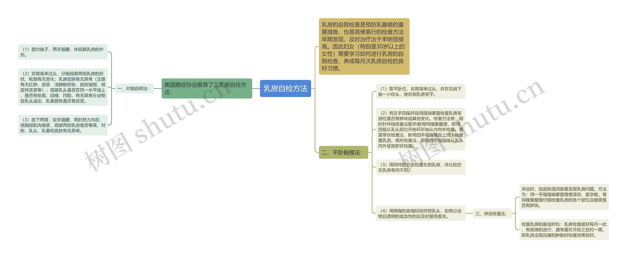 乳房自检方法思维导图