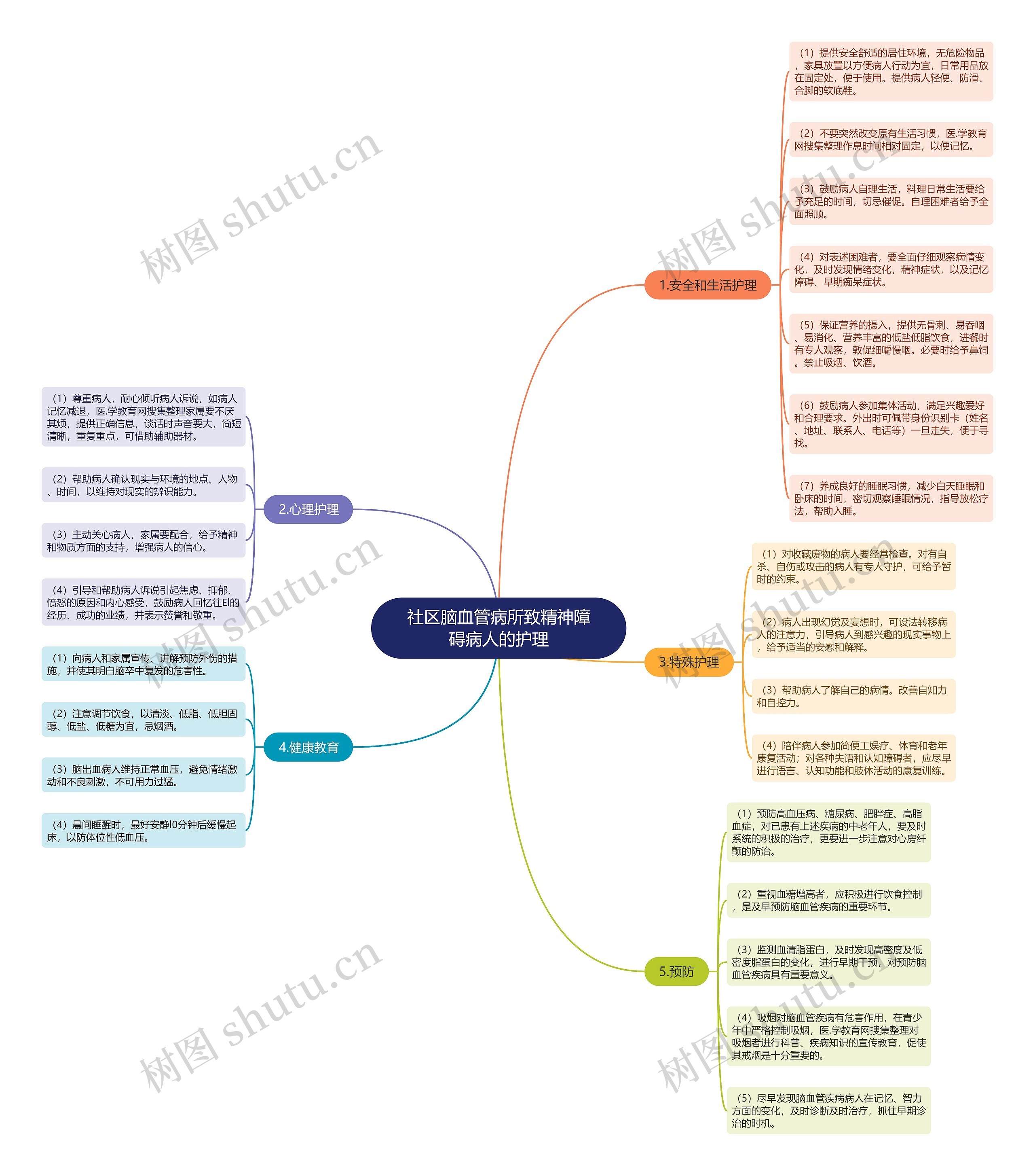 社区脑血管病所致精神障碍病人的护理思维导图