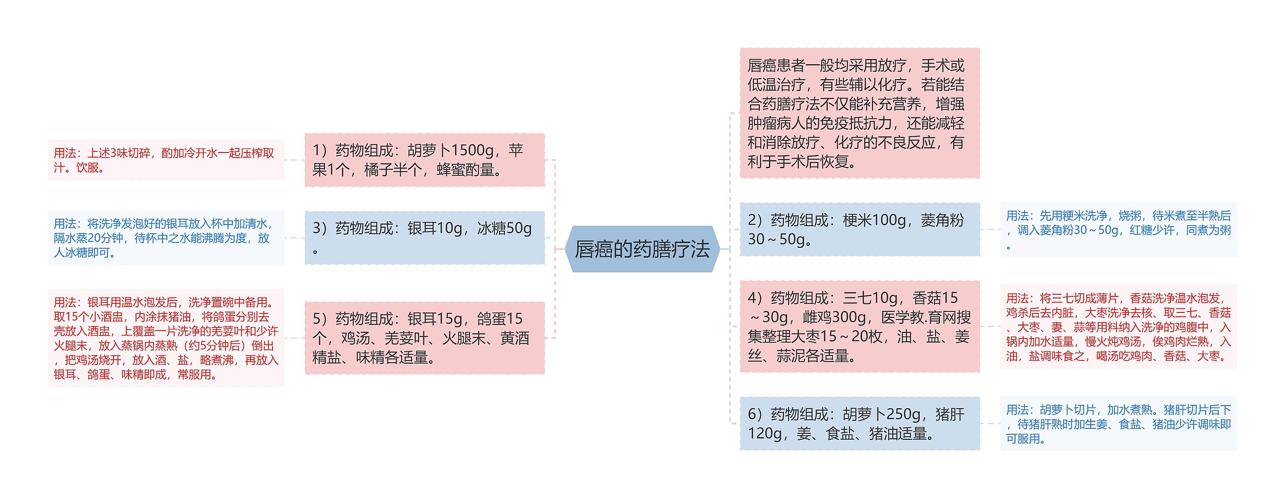 唇癌的药膳疗法思维导图