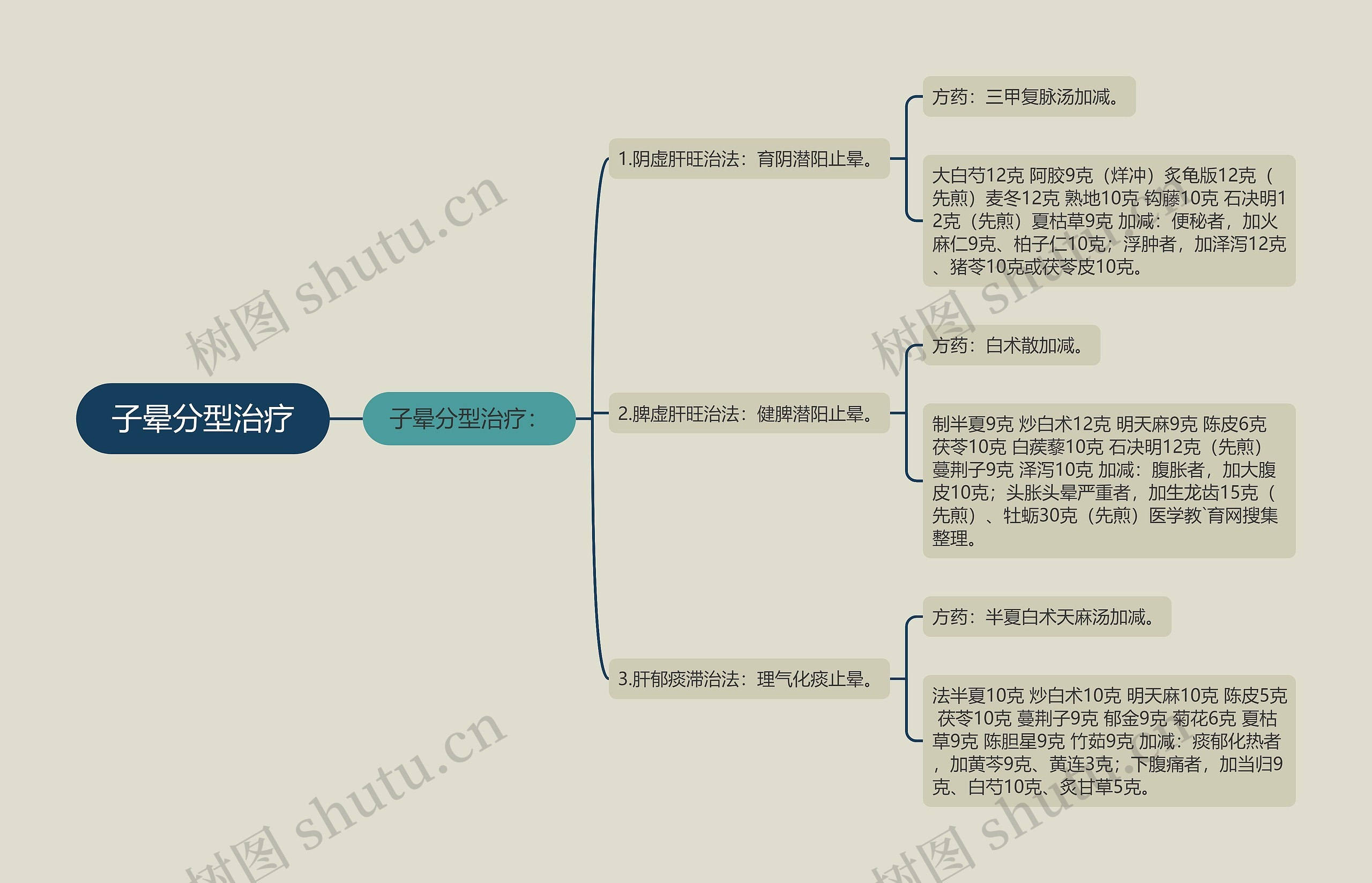 子晕分型治疗思维导图