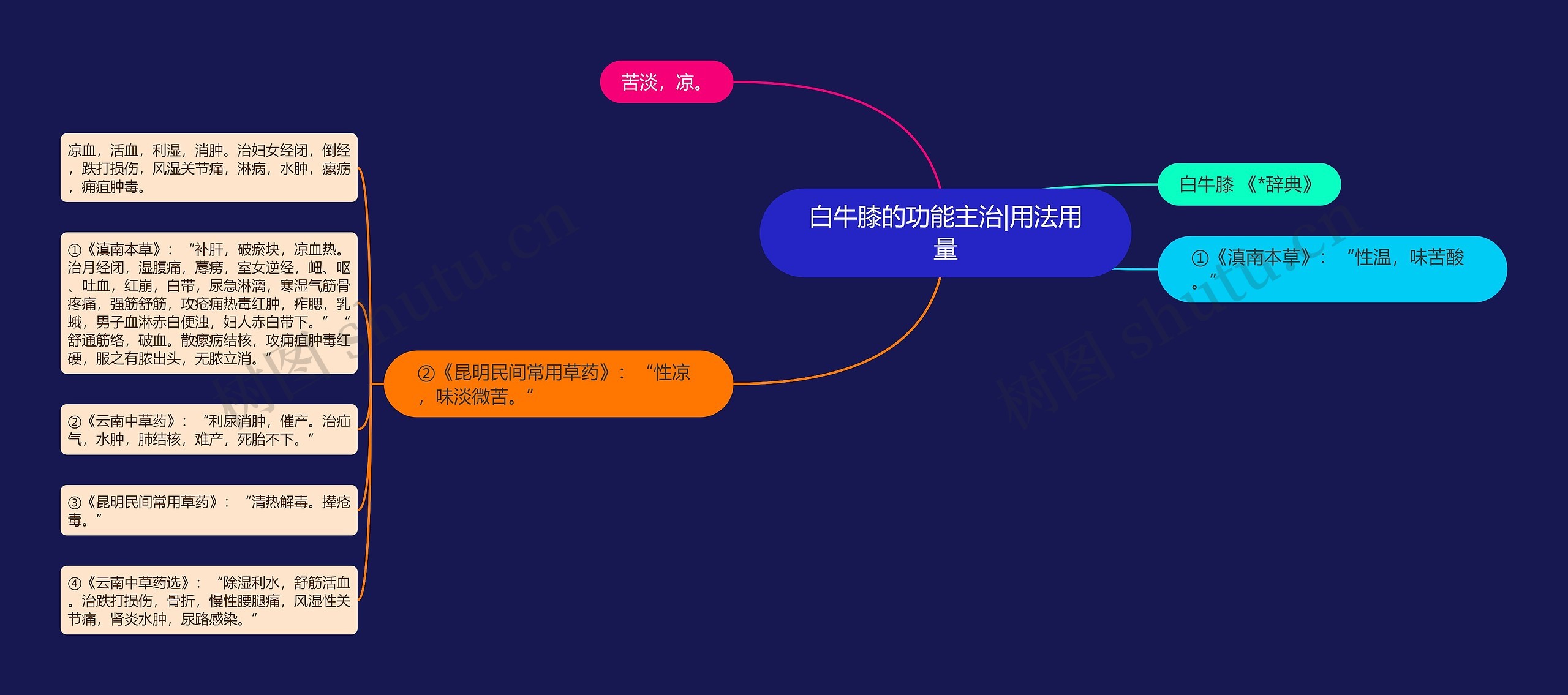 白牛膝的功能主治|用法用量思维导图