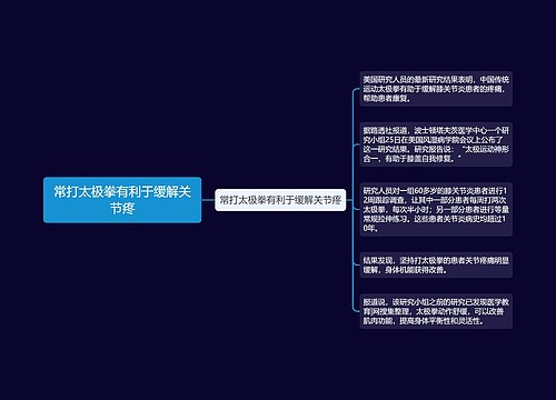 常打太极拳有利于缓解关节疼