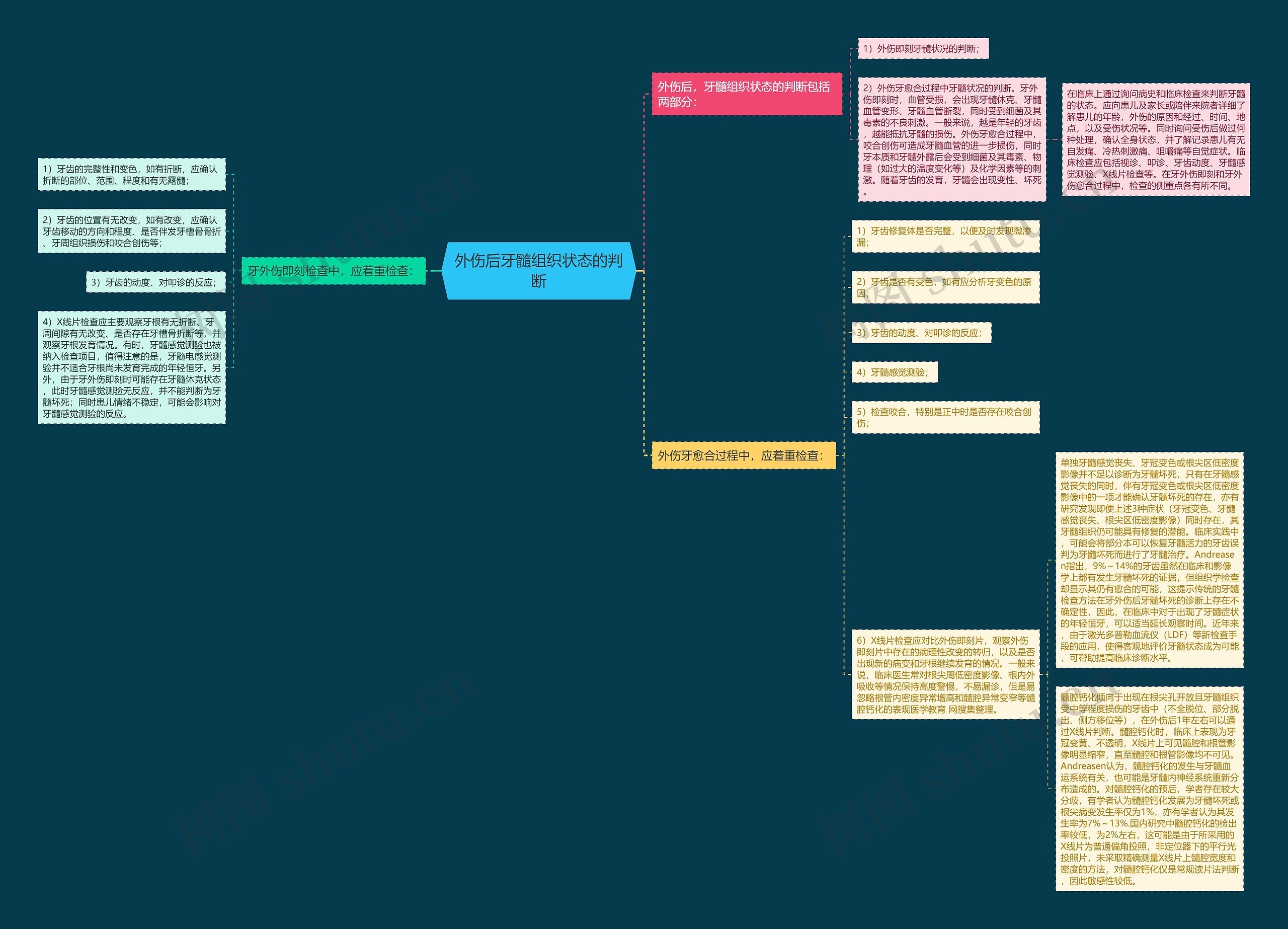 外伤后牙髓组织状态的判断思维导图