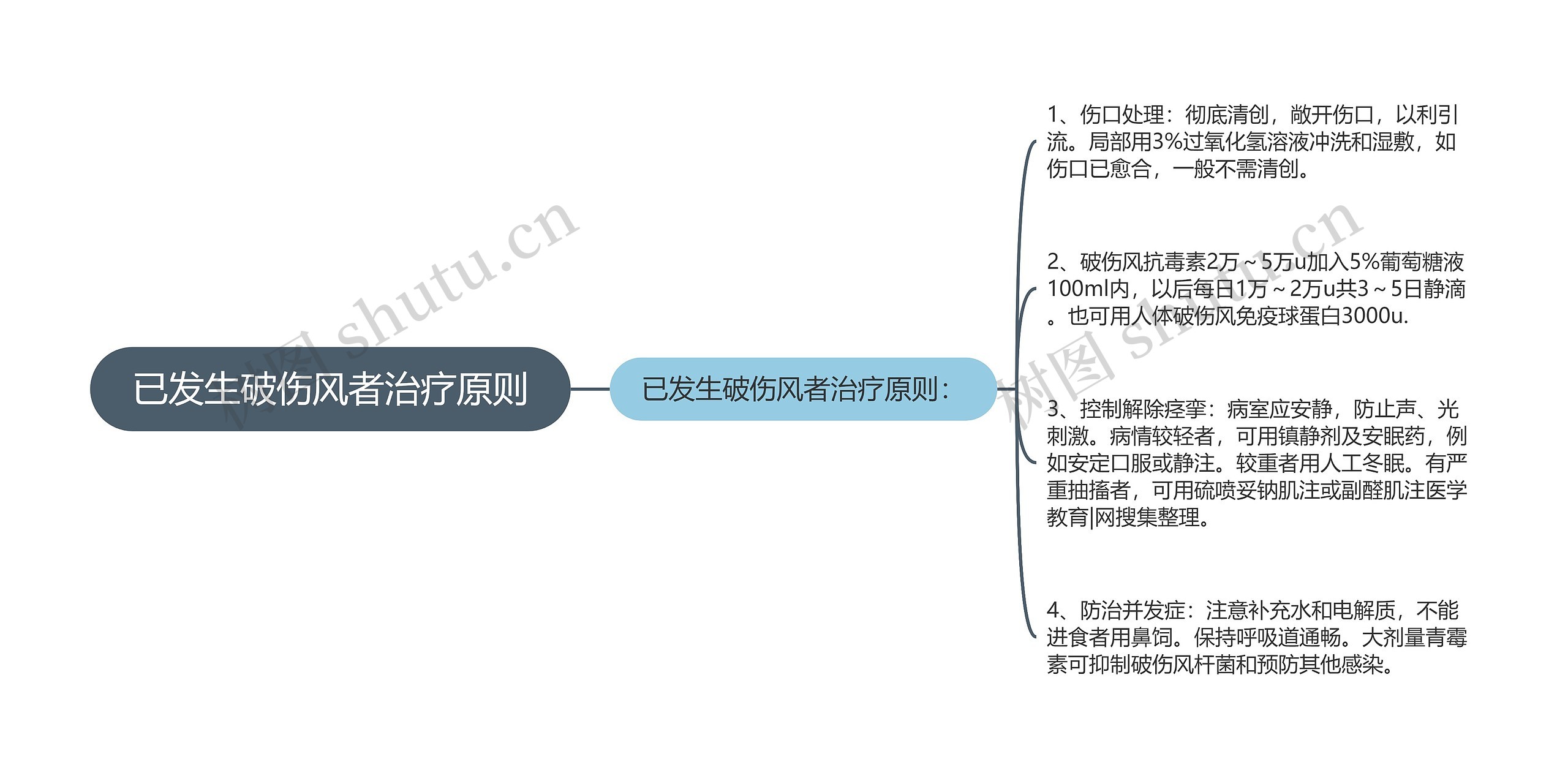 已发生破伤风者治疗原则思维导图