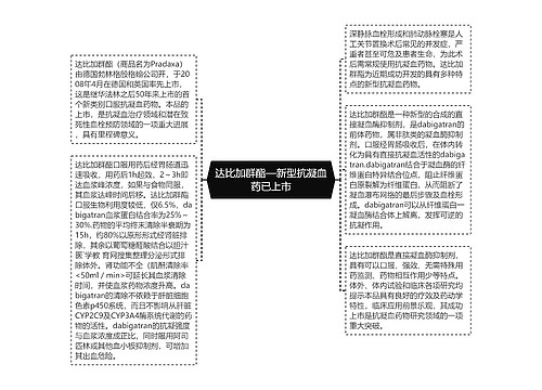 达比加群酯—新型抗凝血药已上市