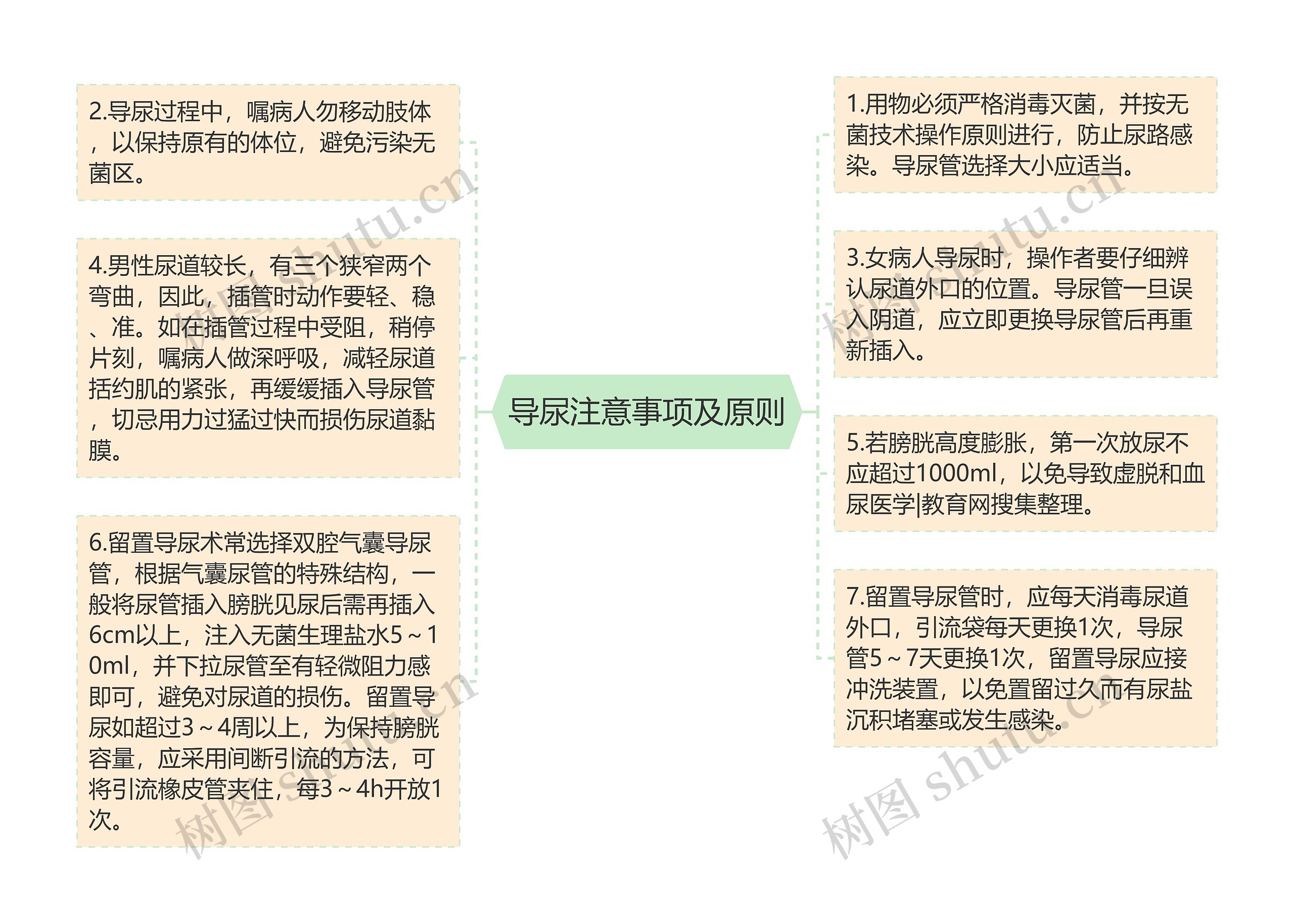 导尿注意事项及原则思维导图