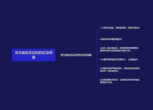 发生输血反应时的应急预案
