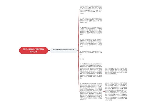 围手术期病人心理护理效果评分表