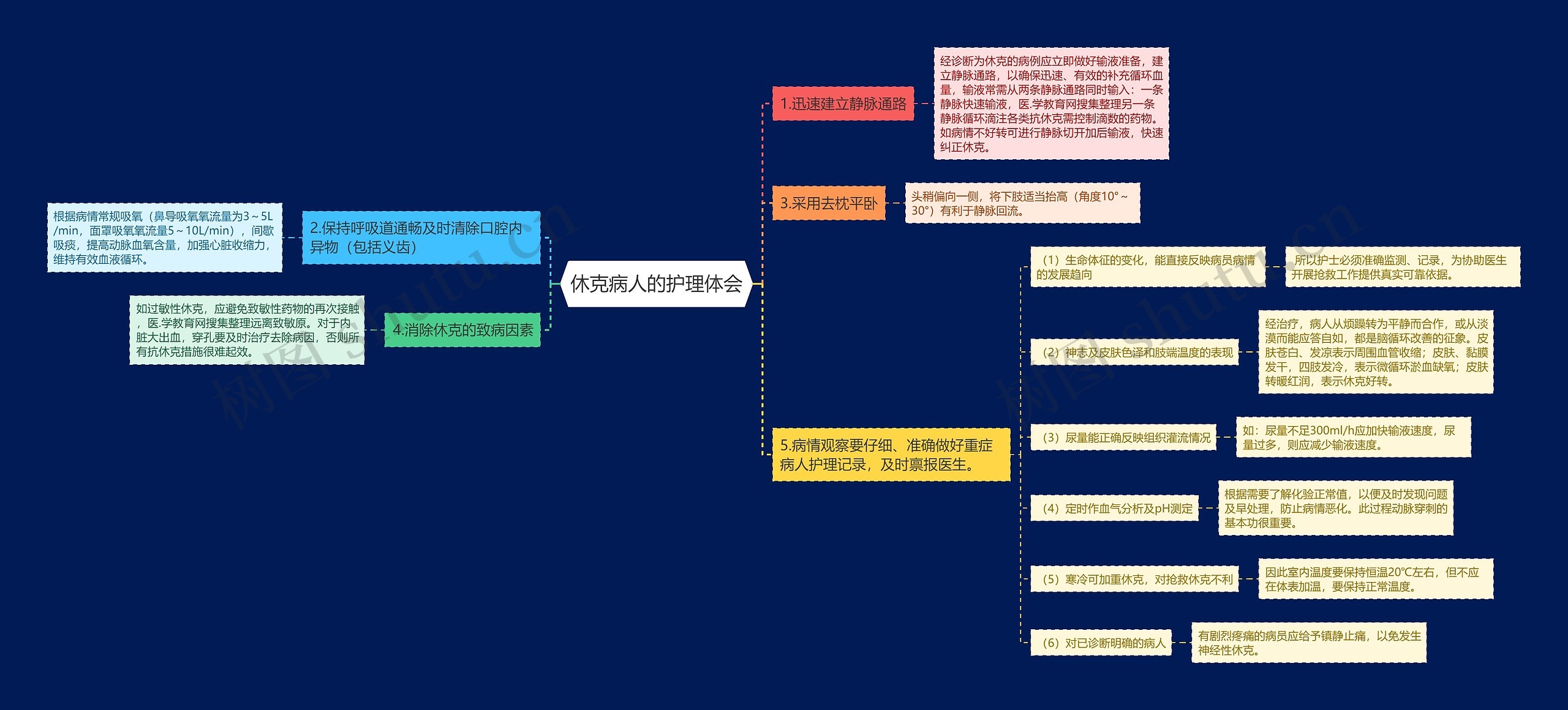 休克病人的护理体会思维导图