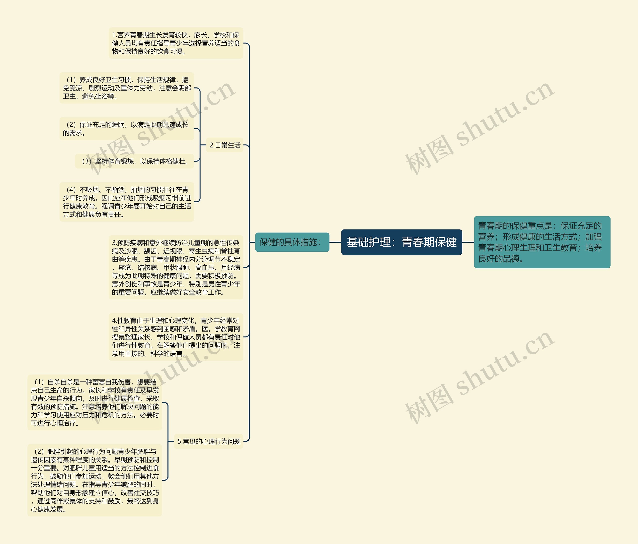 基础护理：青春期保健思维导图