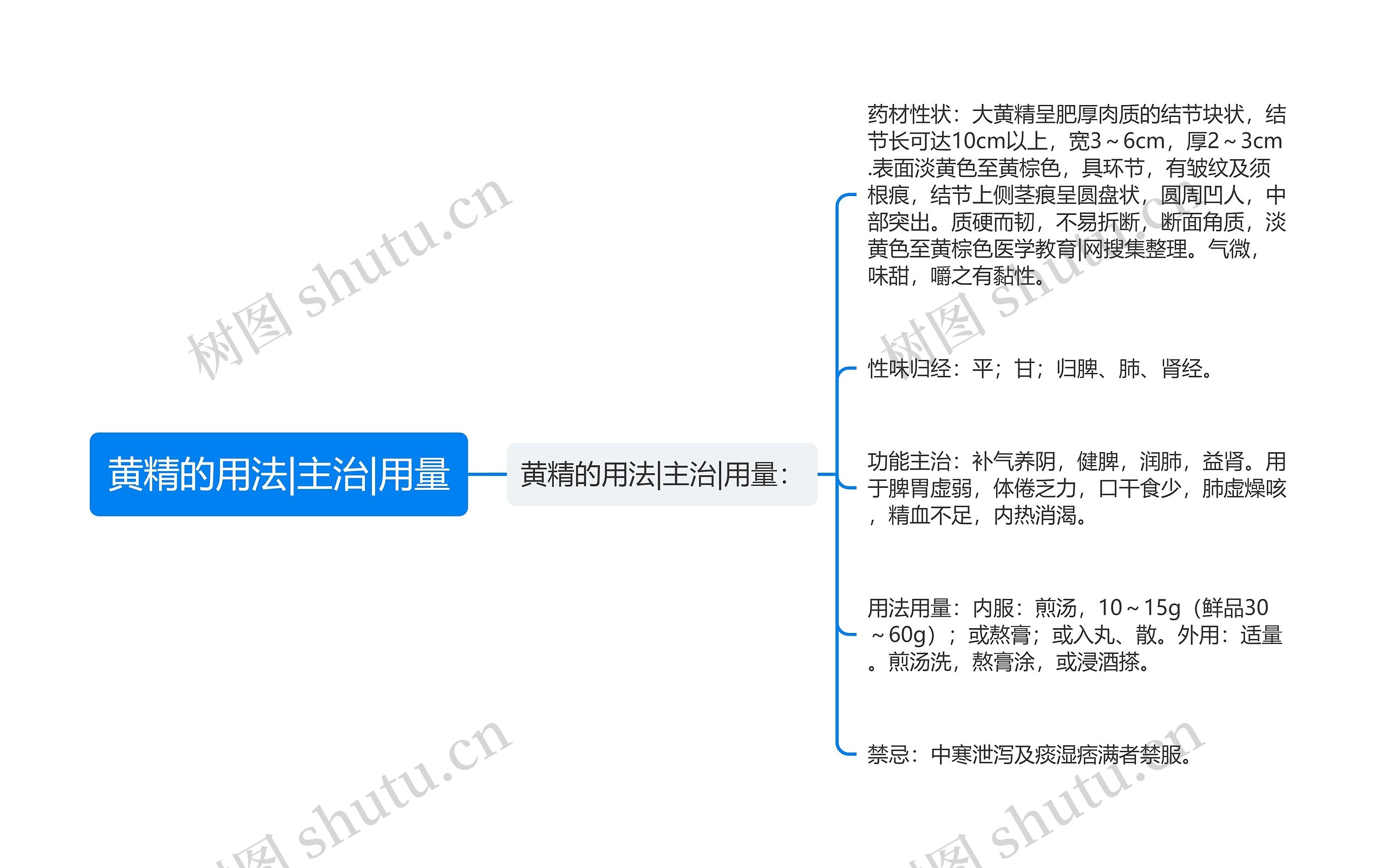 黄精的用法|主治|用量思维导图