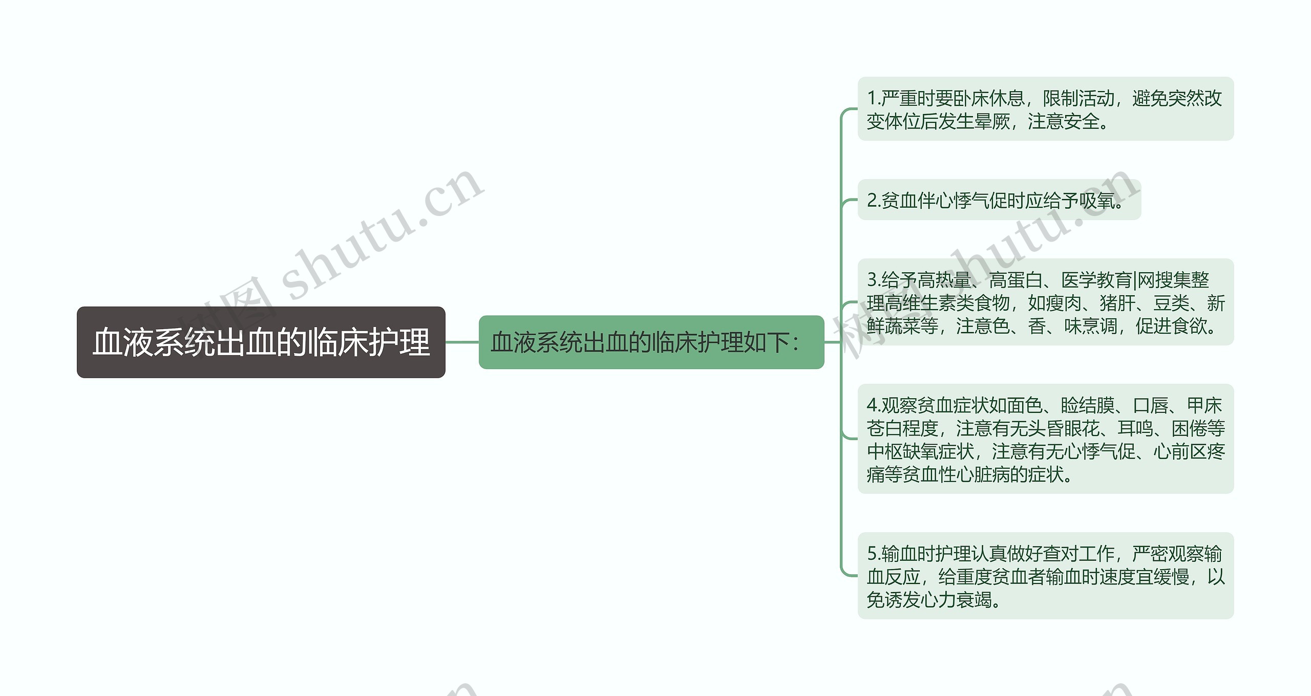 血液系统出血的临床护理思维导图