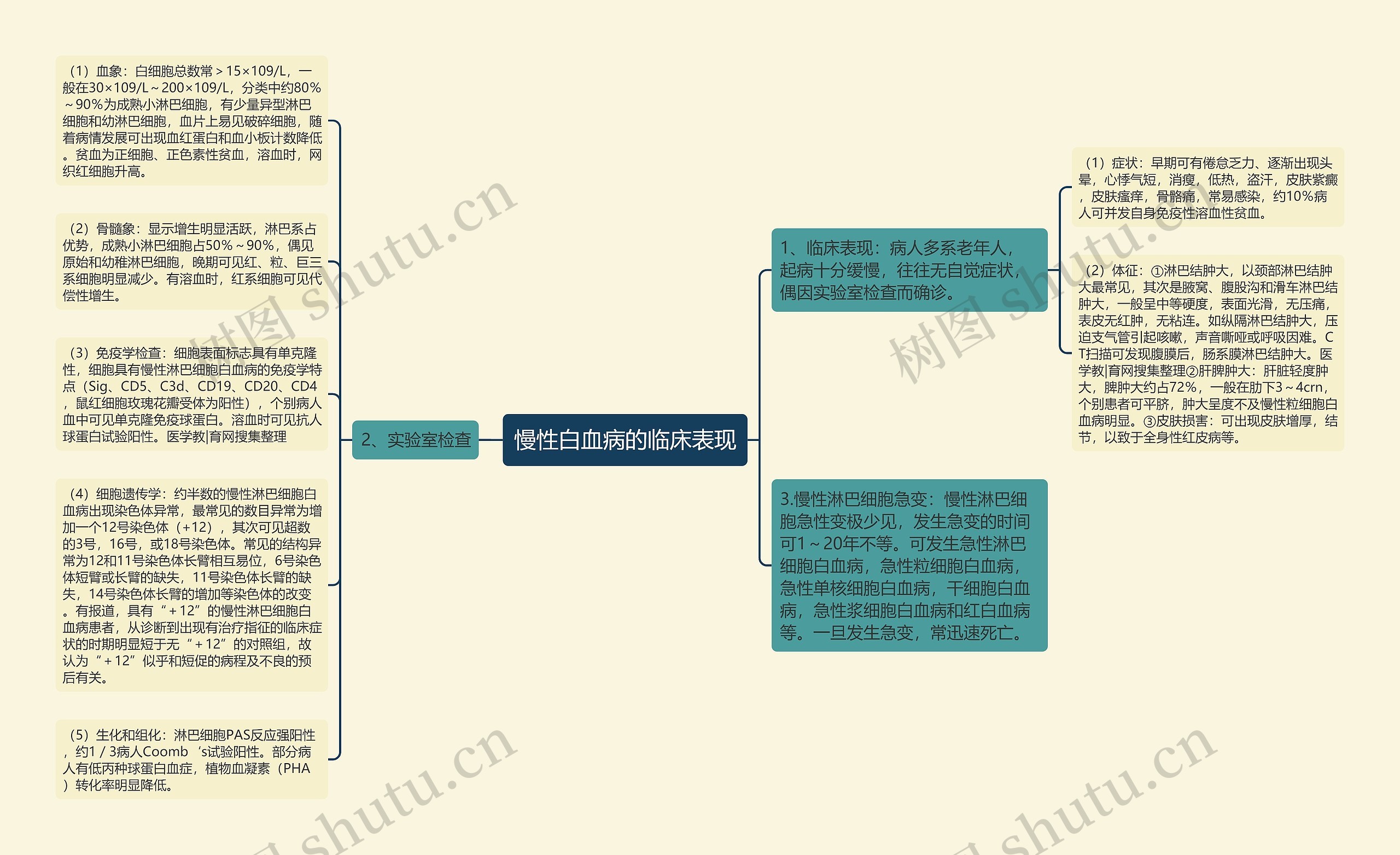 慢性白血病的临床表现思维导图