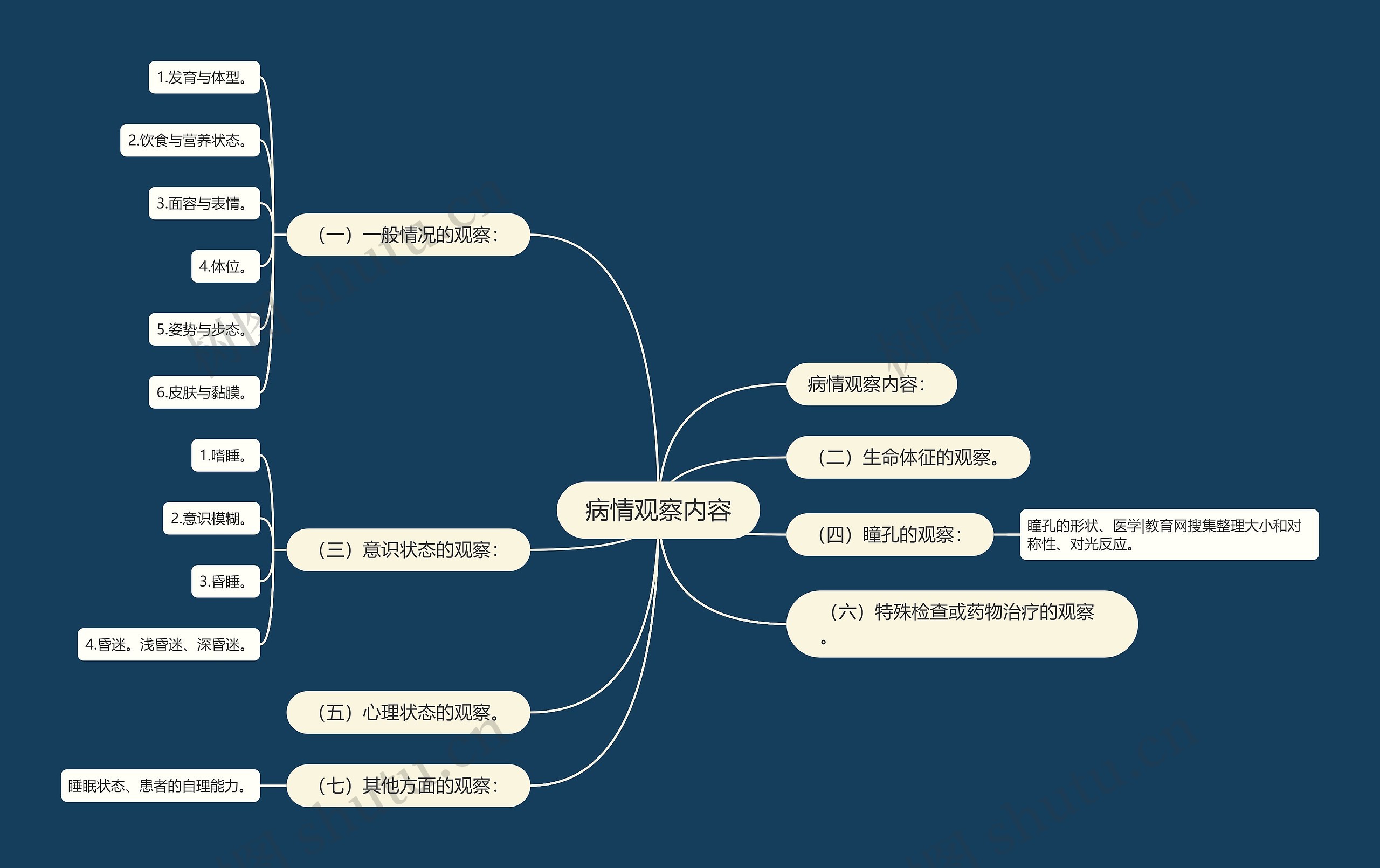 病情观察内容思维导图