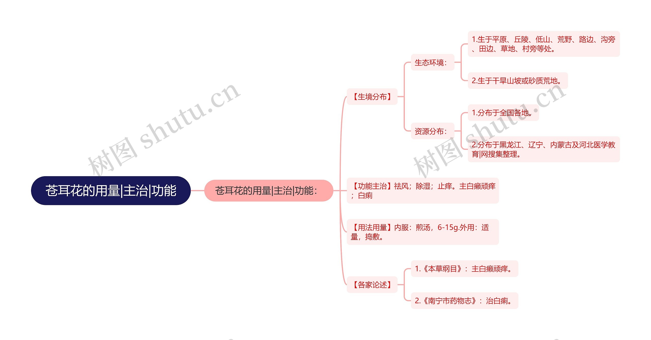 苍耳花的用量|主治|功能思维导图