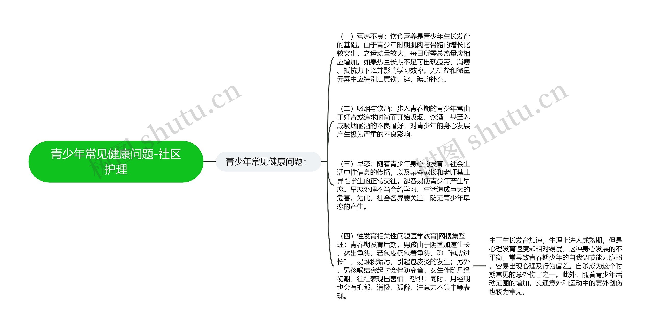 青少年常见健康问题-社区护理思维导图