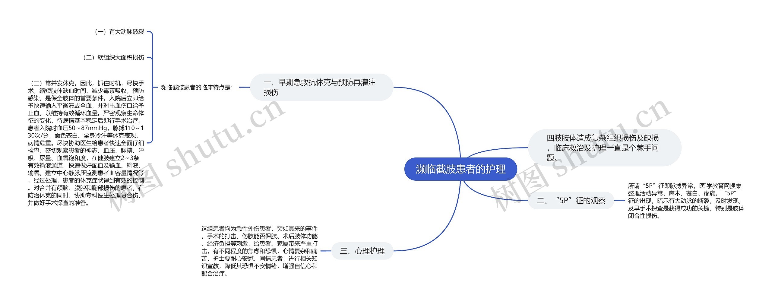 濒临截肢患者的护理思维导图