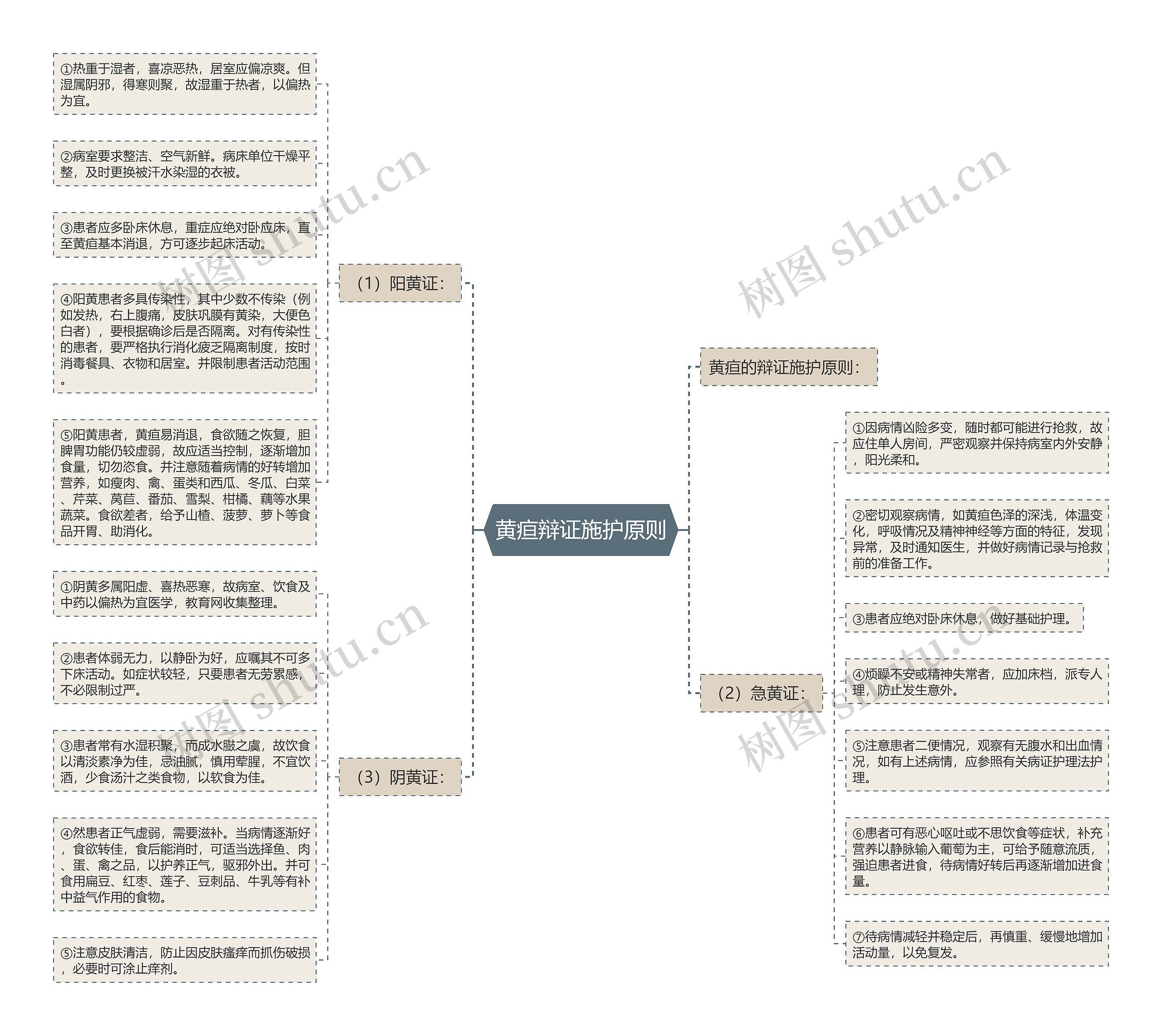 黄疸辩证施护原则思维导图