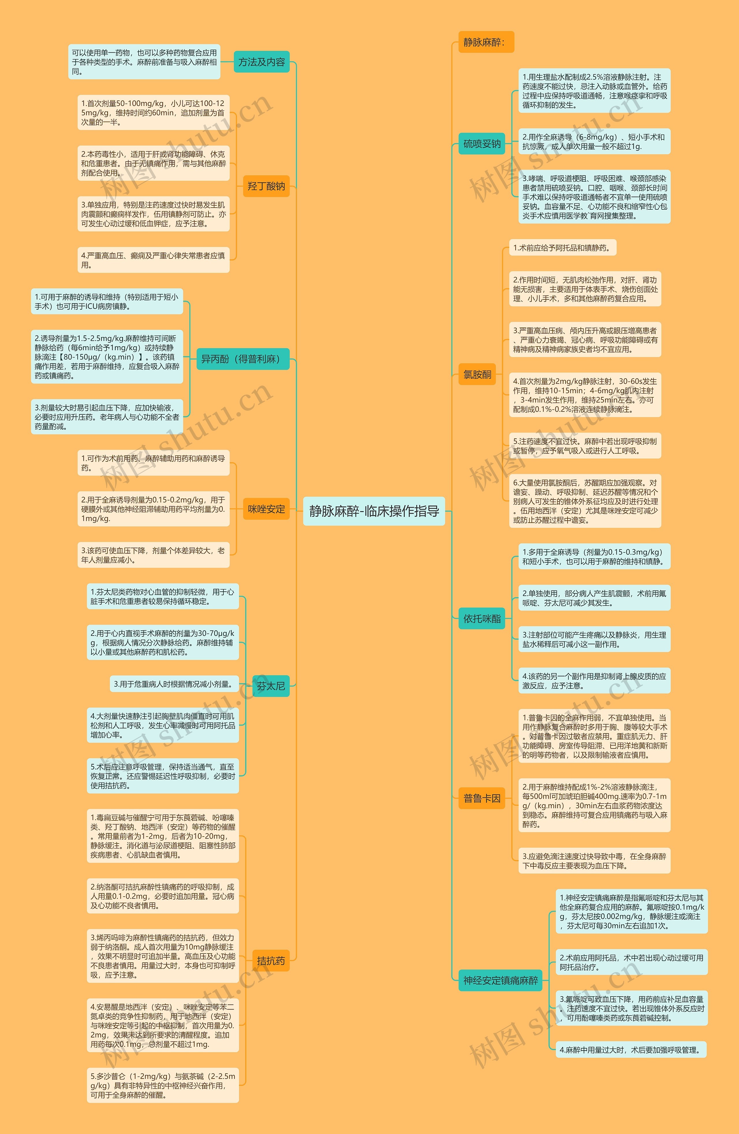 静脉麻醉-临床操作指导思维导图