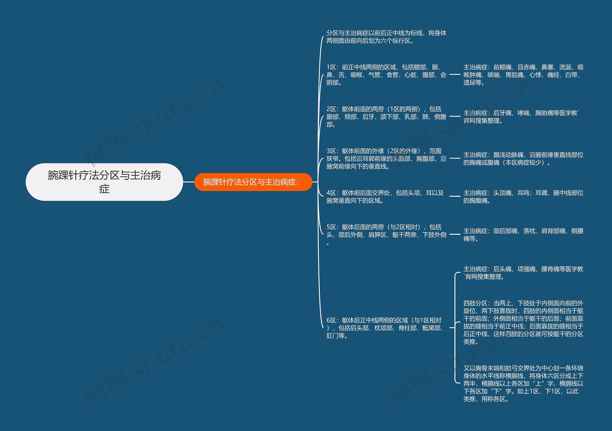 腕踝针疗法分区与主治病症