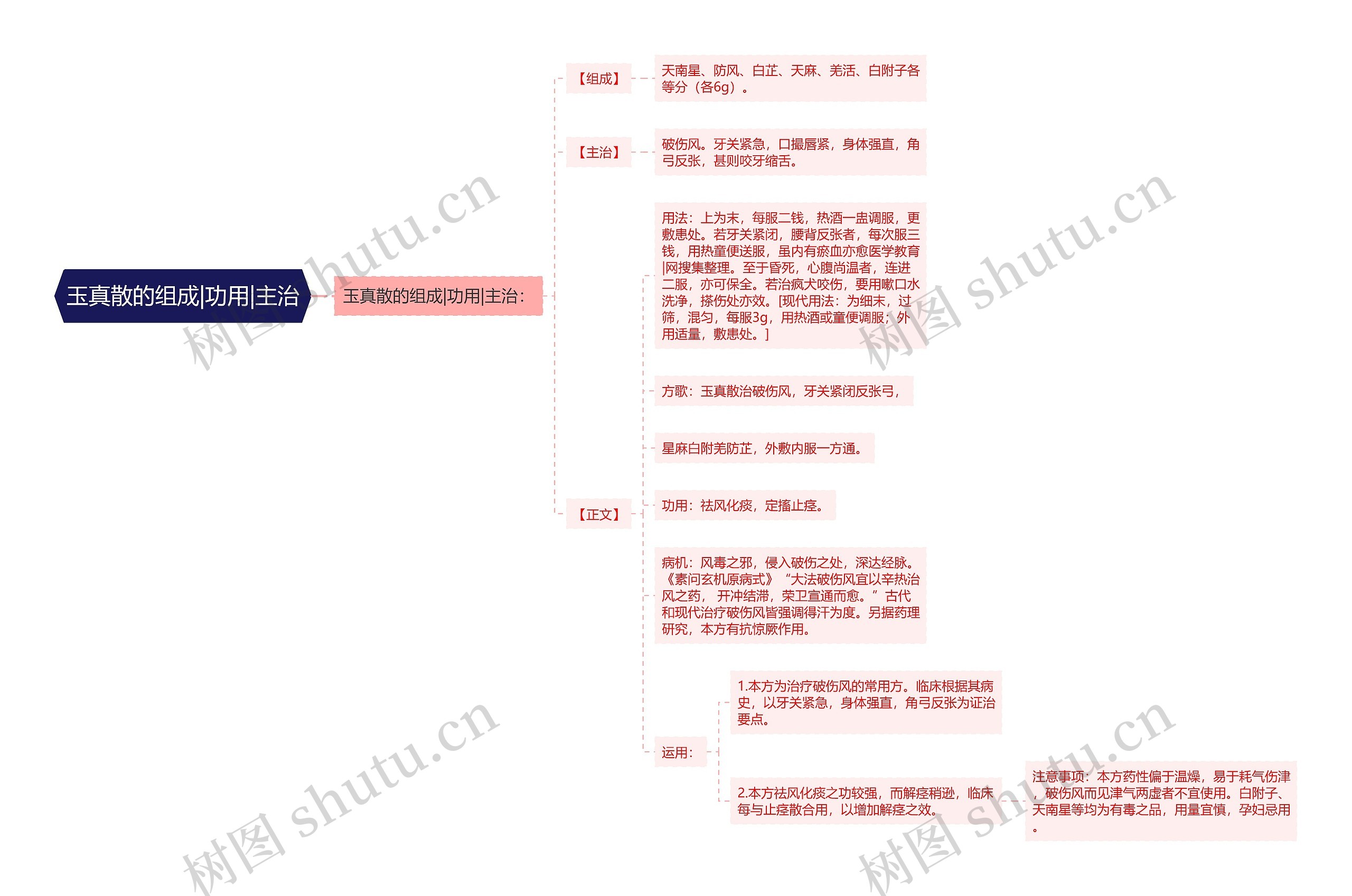 玉真散的组成|功用|主治思维导图