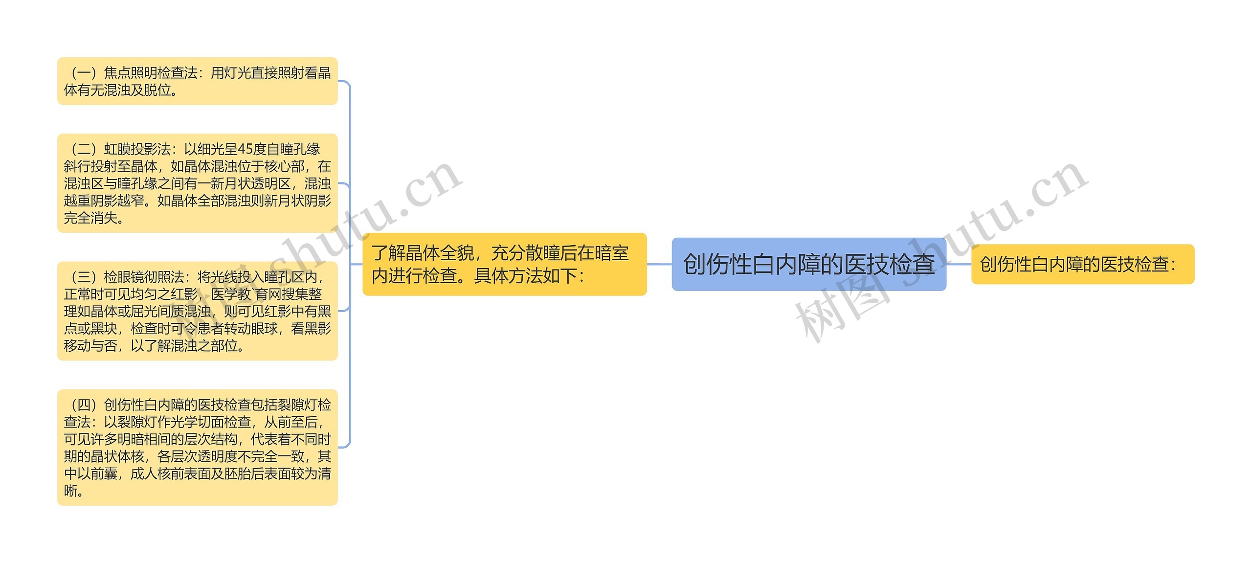 创伤性白内障的医技检查思维导图