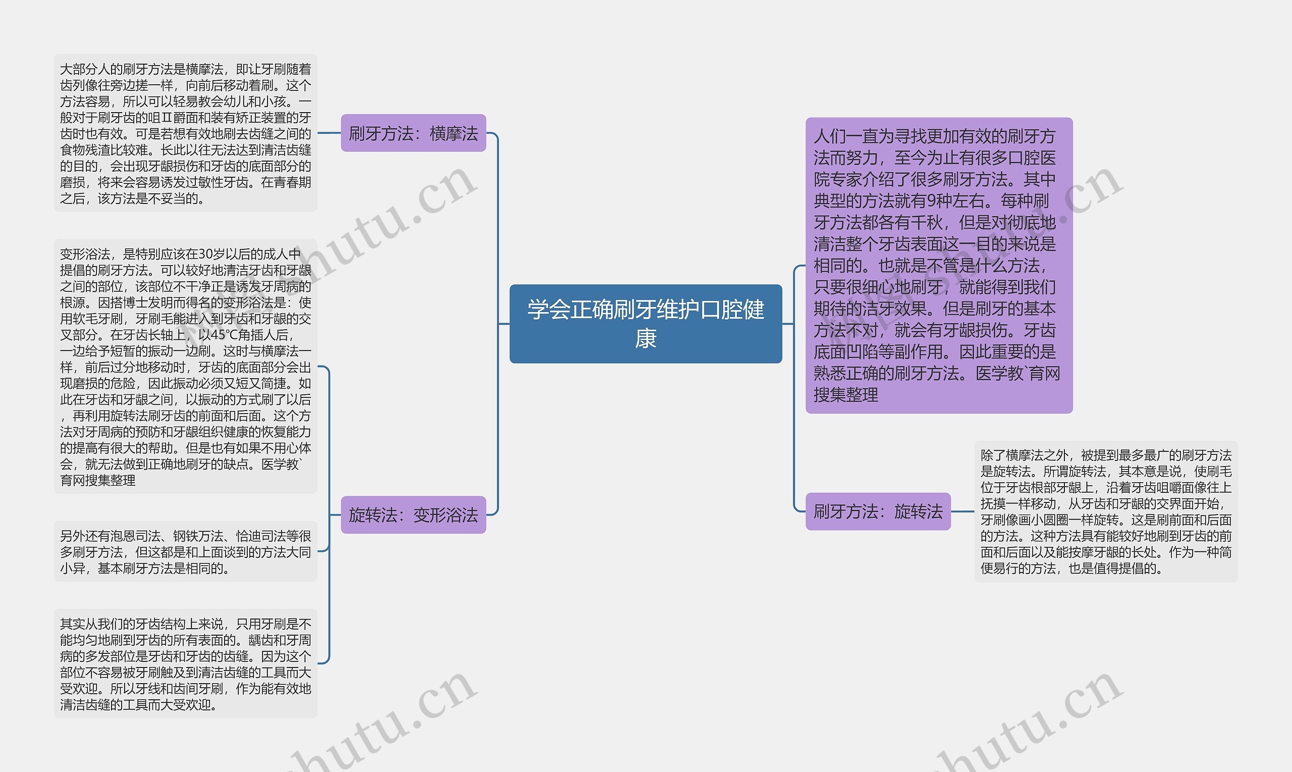 学会正确刷牙维护口腔健康思维导图