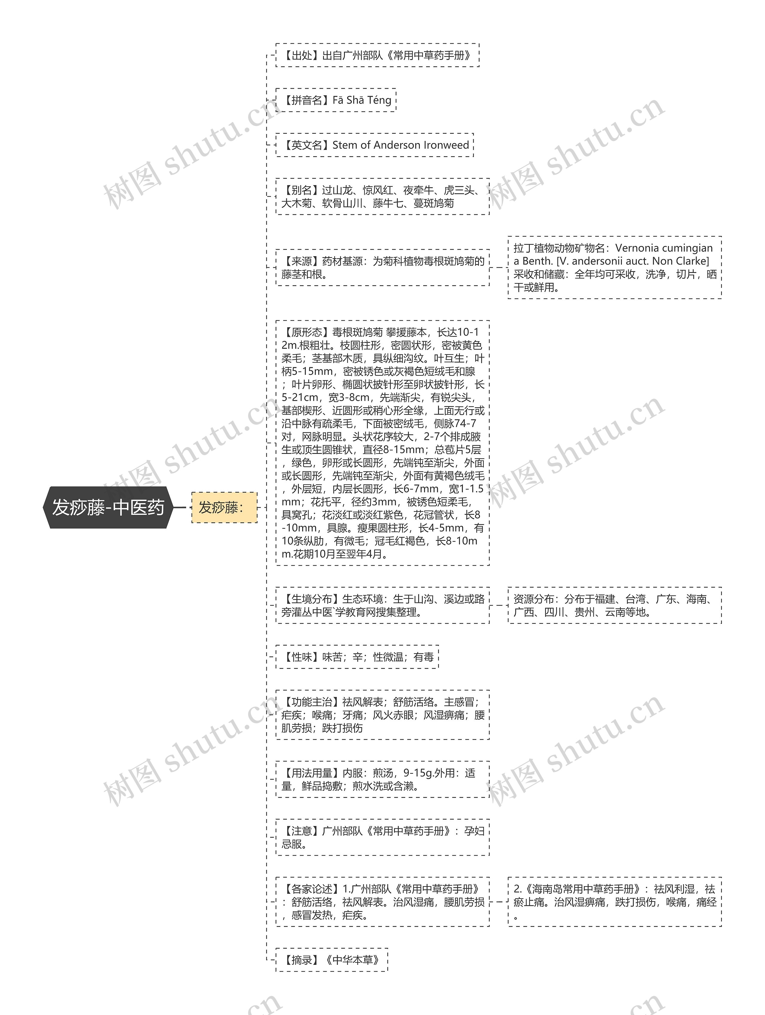 发痧藤-中医药思维导图