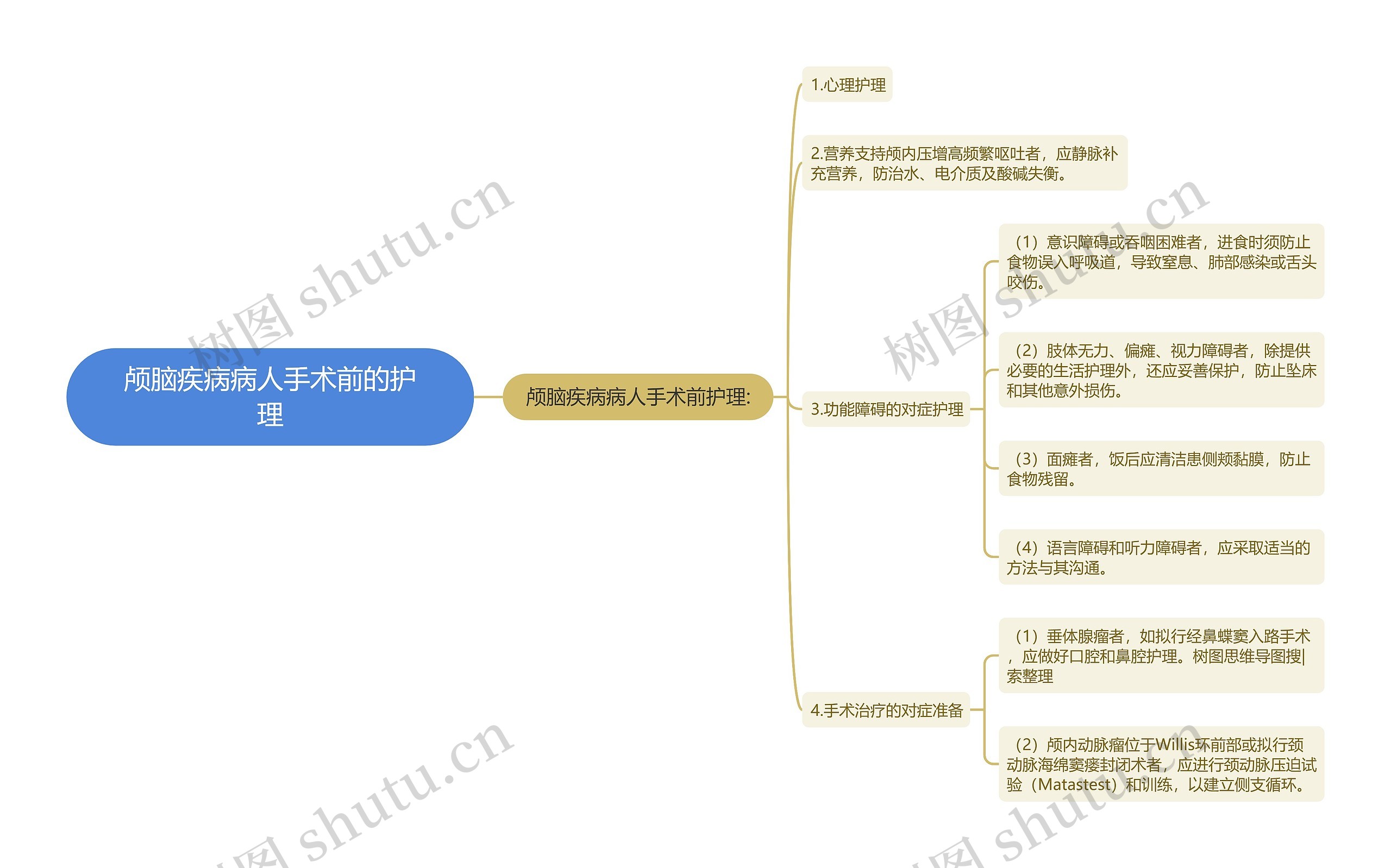 颅脑疾病病人手术前的护理思维导图