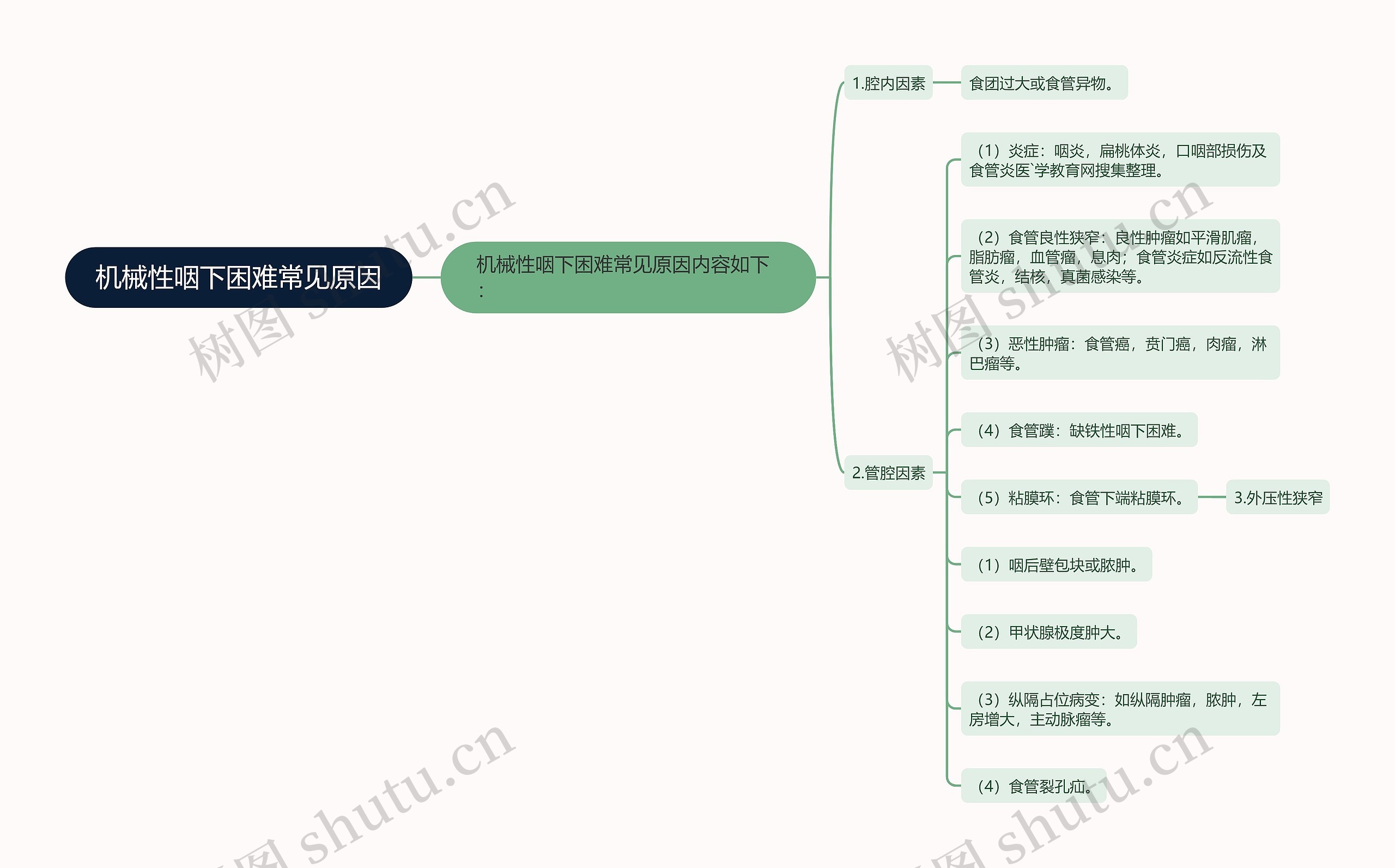 机械性咽下困难常见原因思维导图