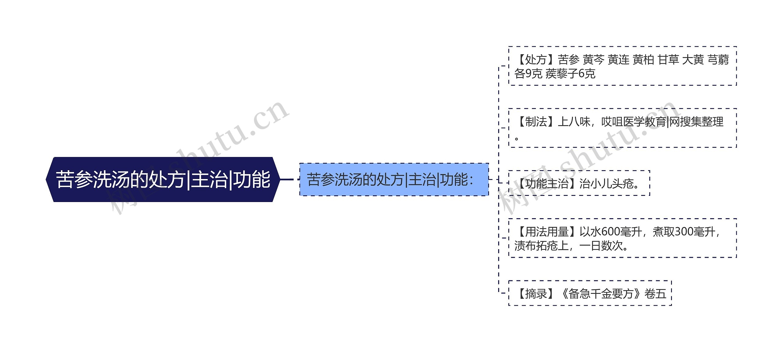 苦参洗汤的处方|主治|功能思维导图