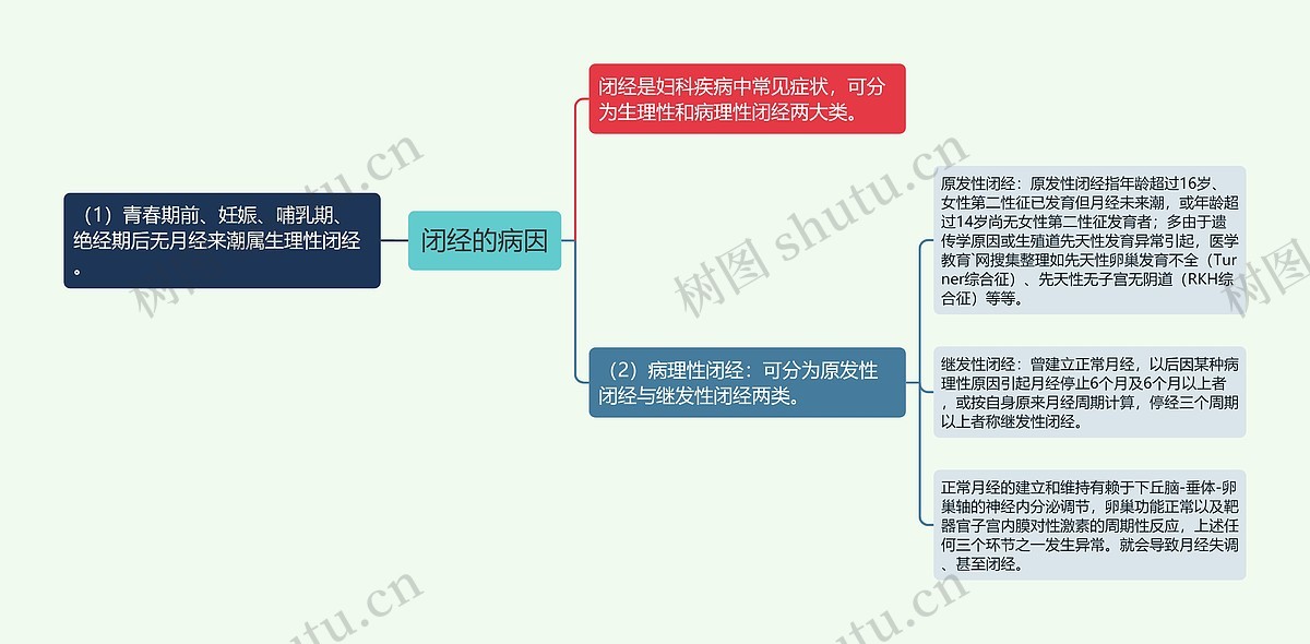 闭经的病因思维导图_编号p6864903-TreeMind树图