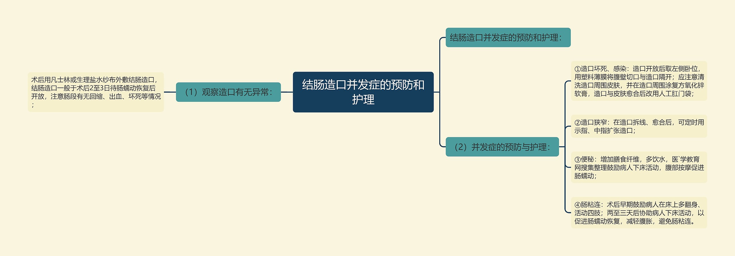 结肠造口并发症的预防和护理思维导图