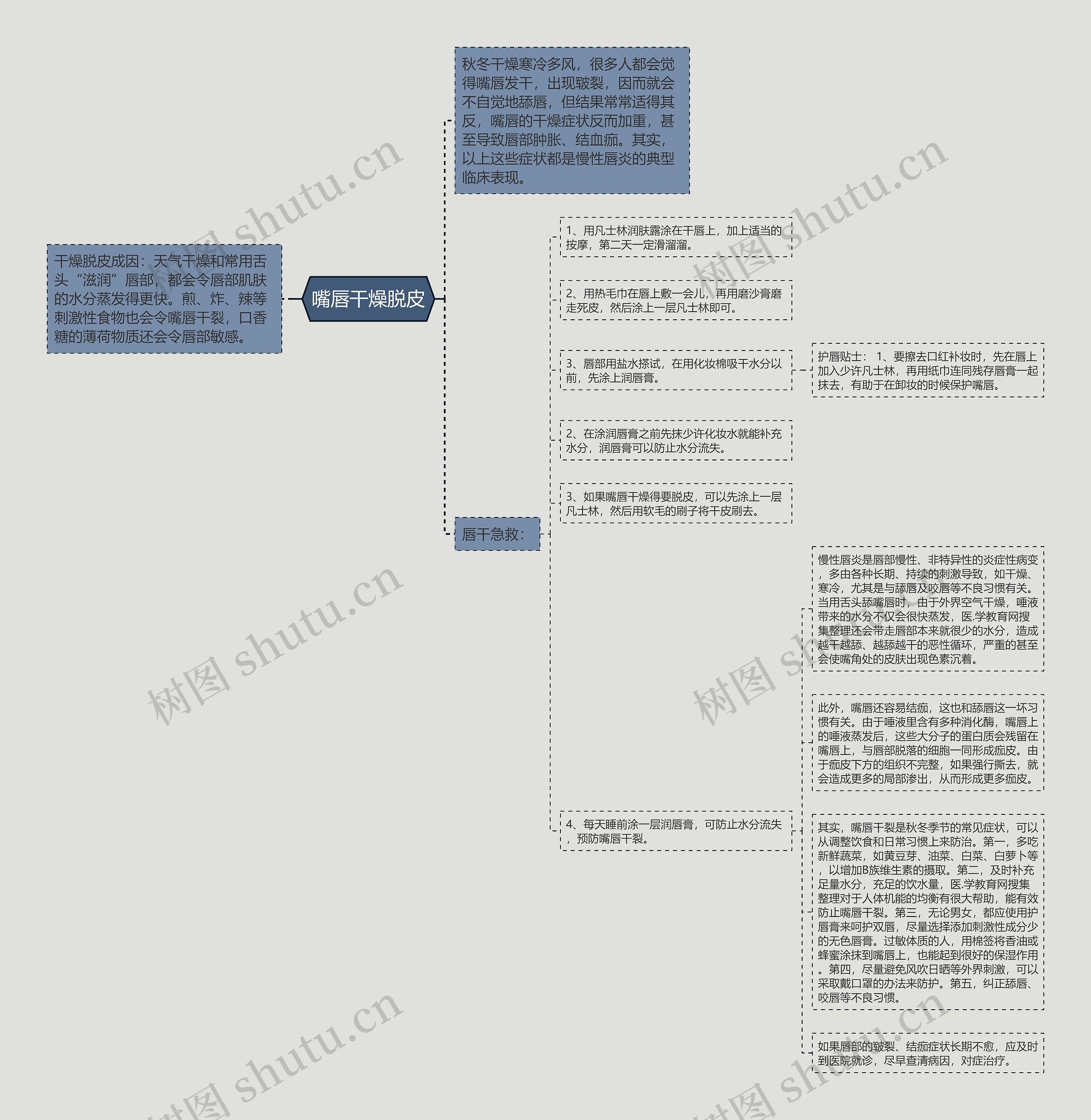 嘴唇干燥脱皮思维导图