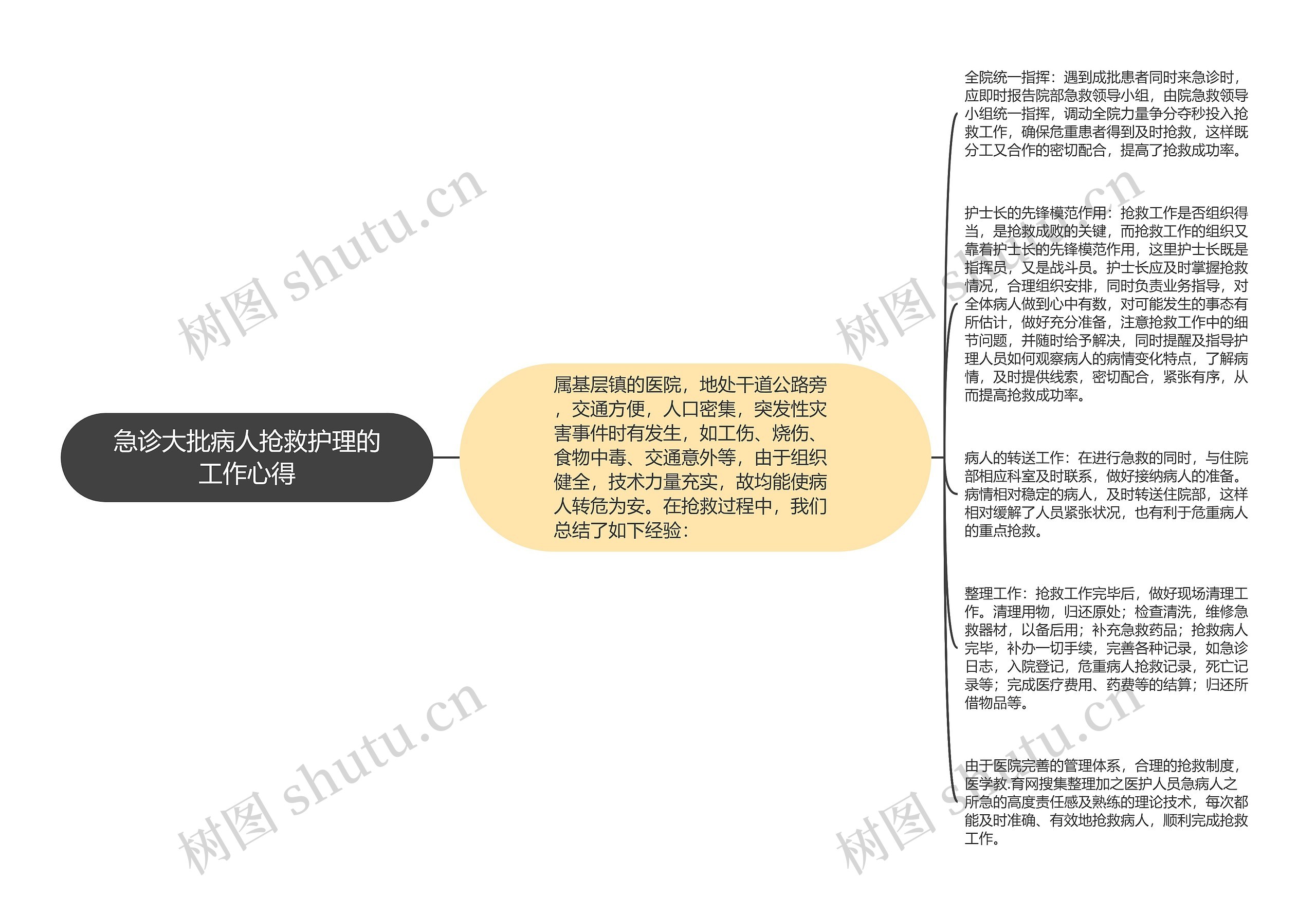 急诊大批病人抢救护理的工作心得思维导图